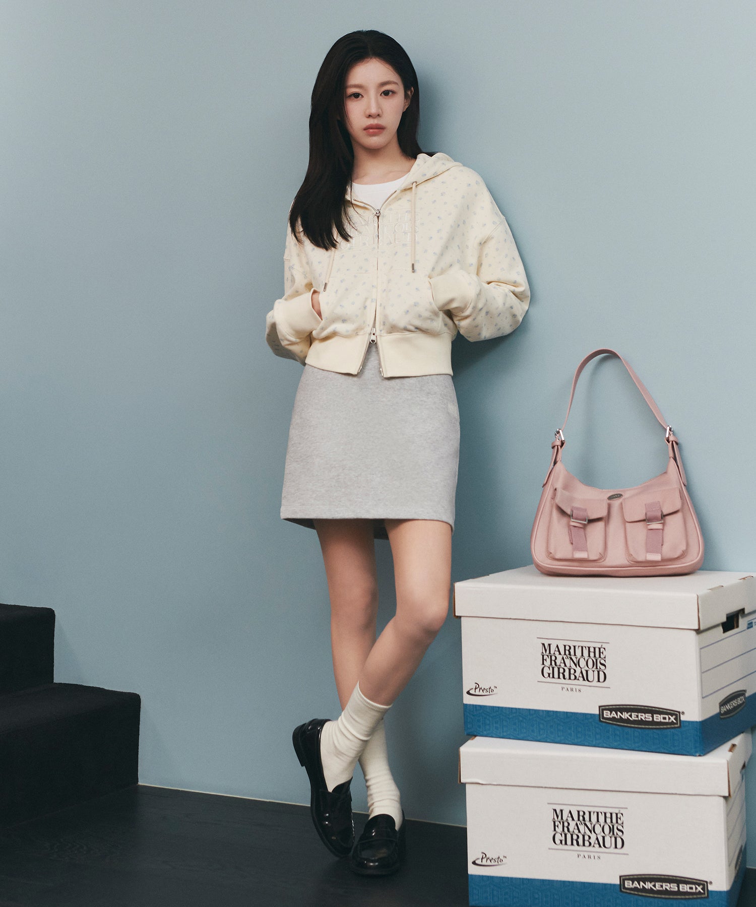 W VINTAGE CLASSIC LOGO SWEAT MINI SKIRT