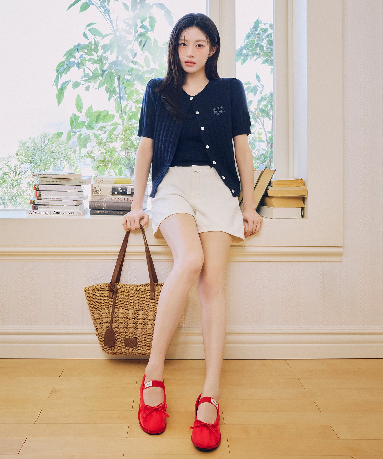 W SMALL CLASSIC LOGO HALF KNIT CARDIGAN SET UP