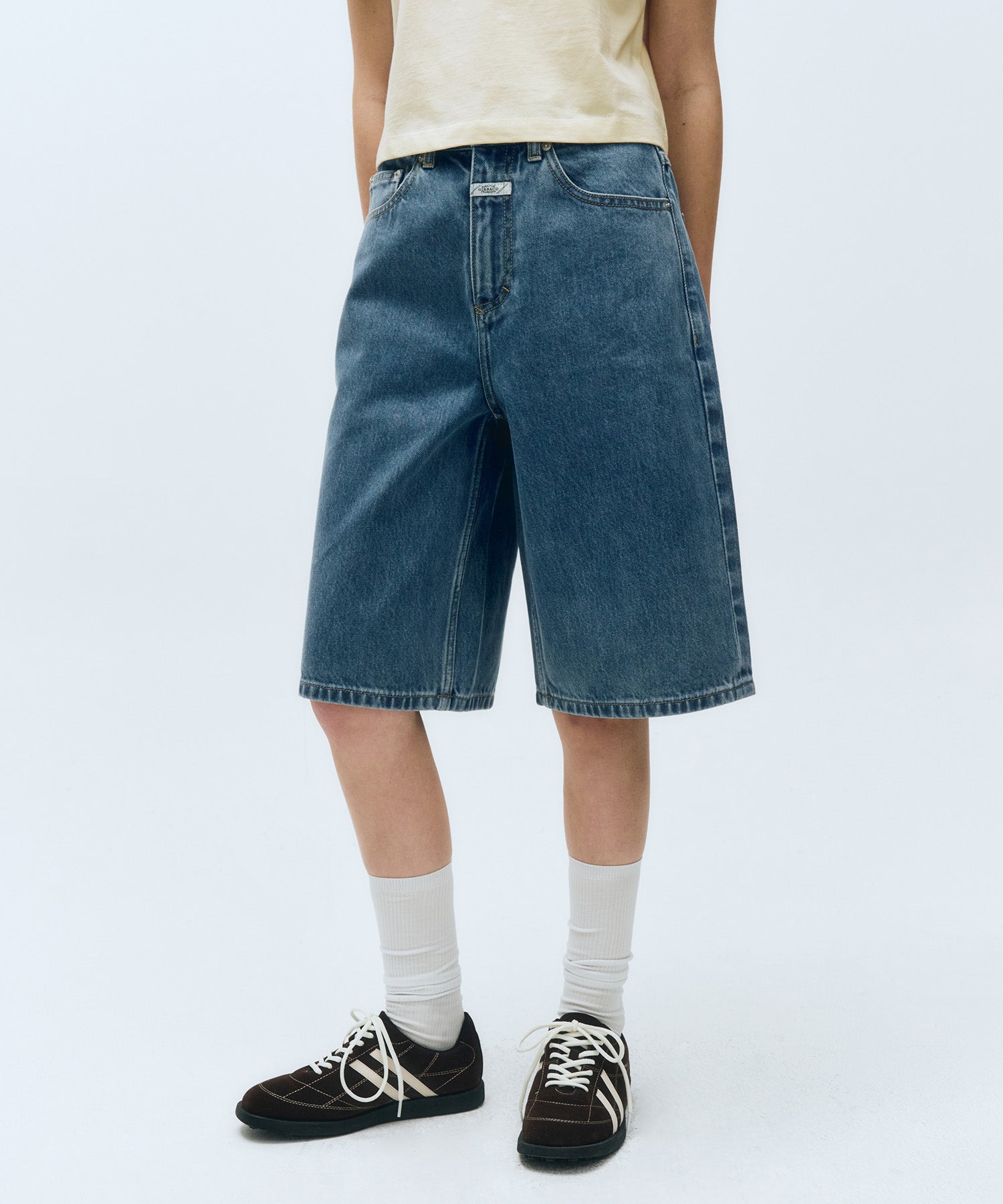 W LONG BERMUDA DENIM PANTS