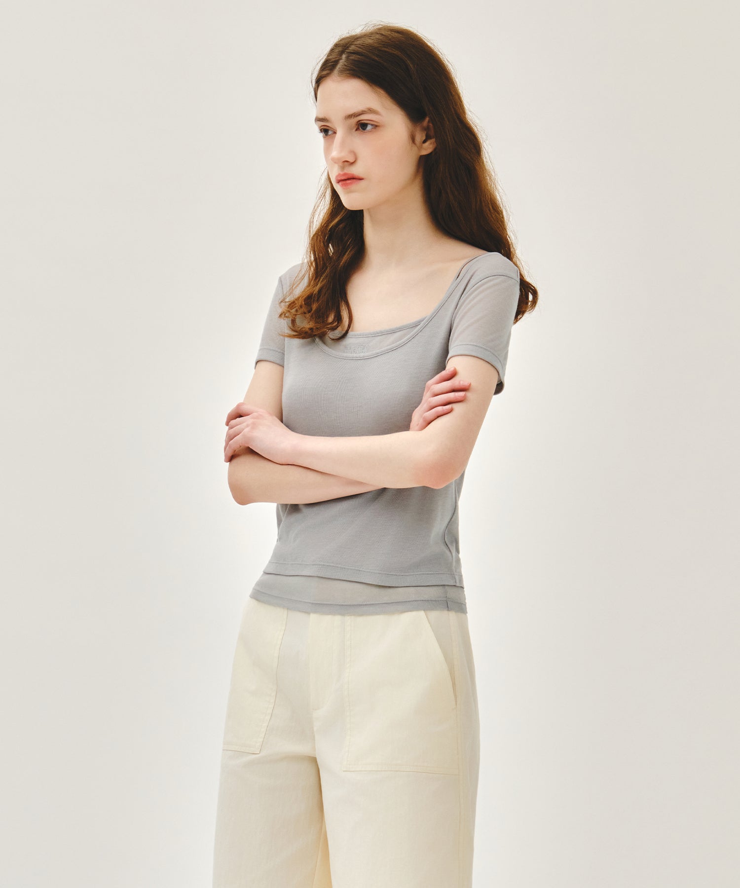 W SMALL CLASSIC LOGO SLEEVELESS LAYERED TEE