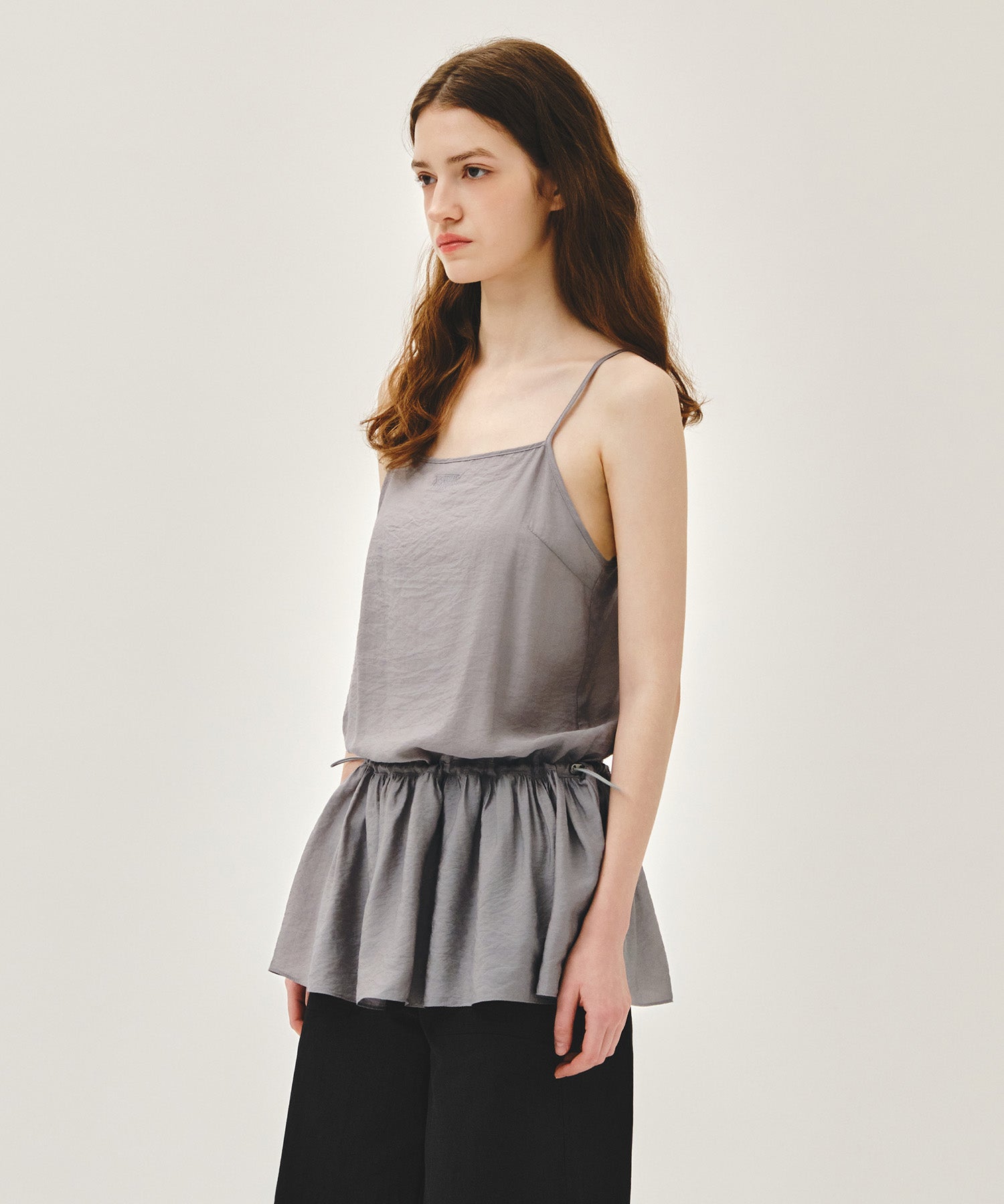 W SHIRRING SLEEVELESS DRESS