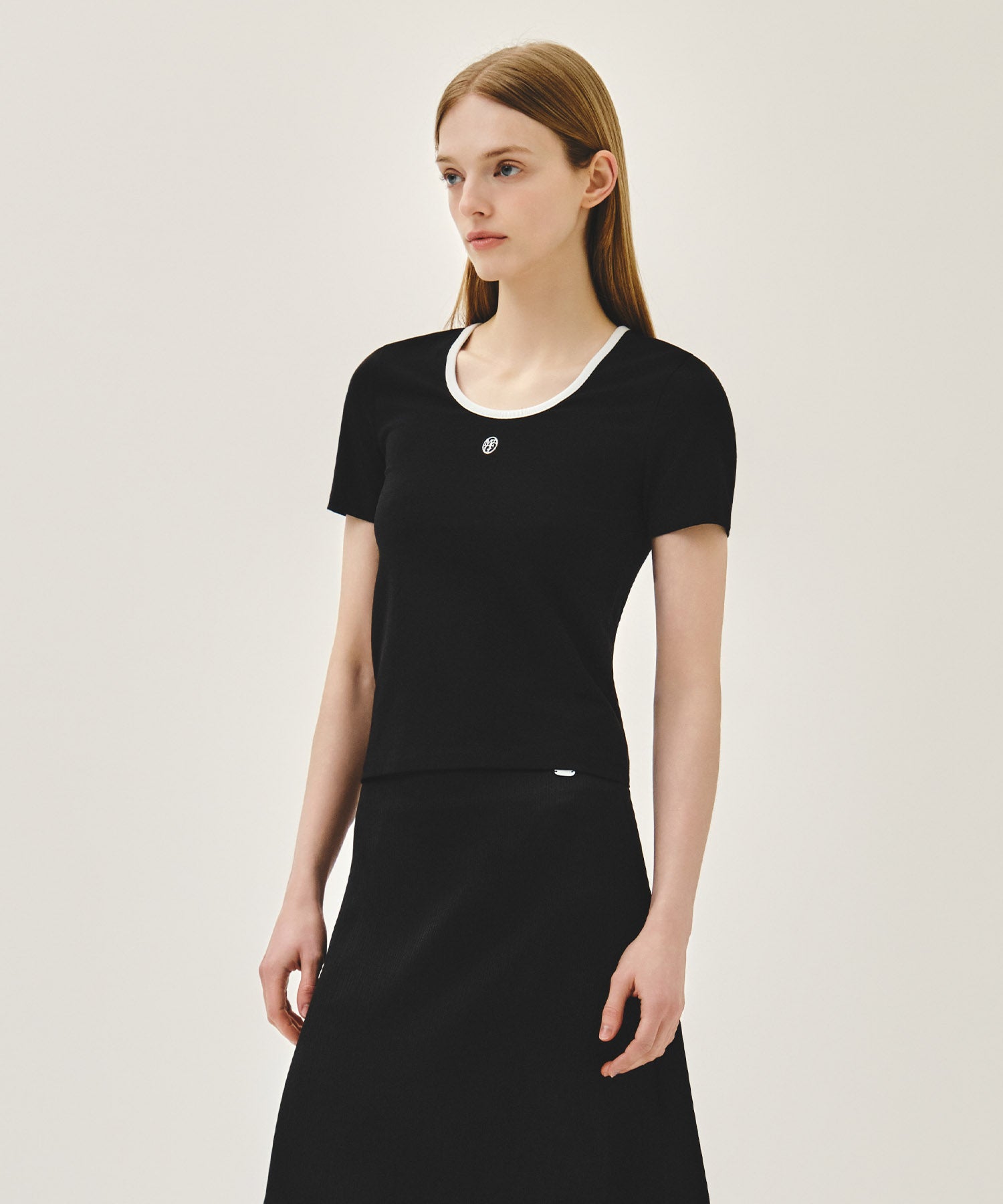 W DEEP NECK RINGER TEE