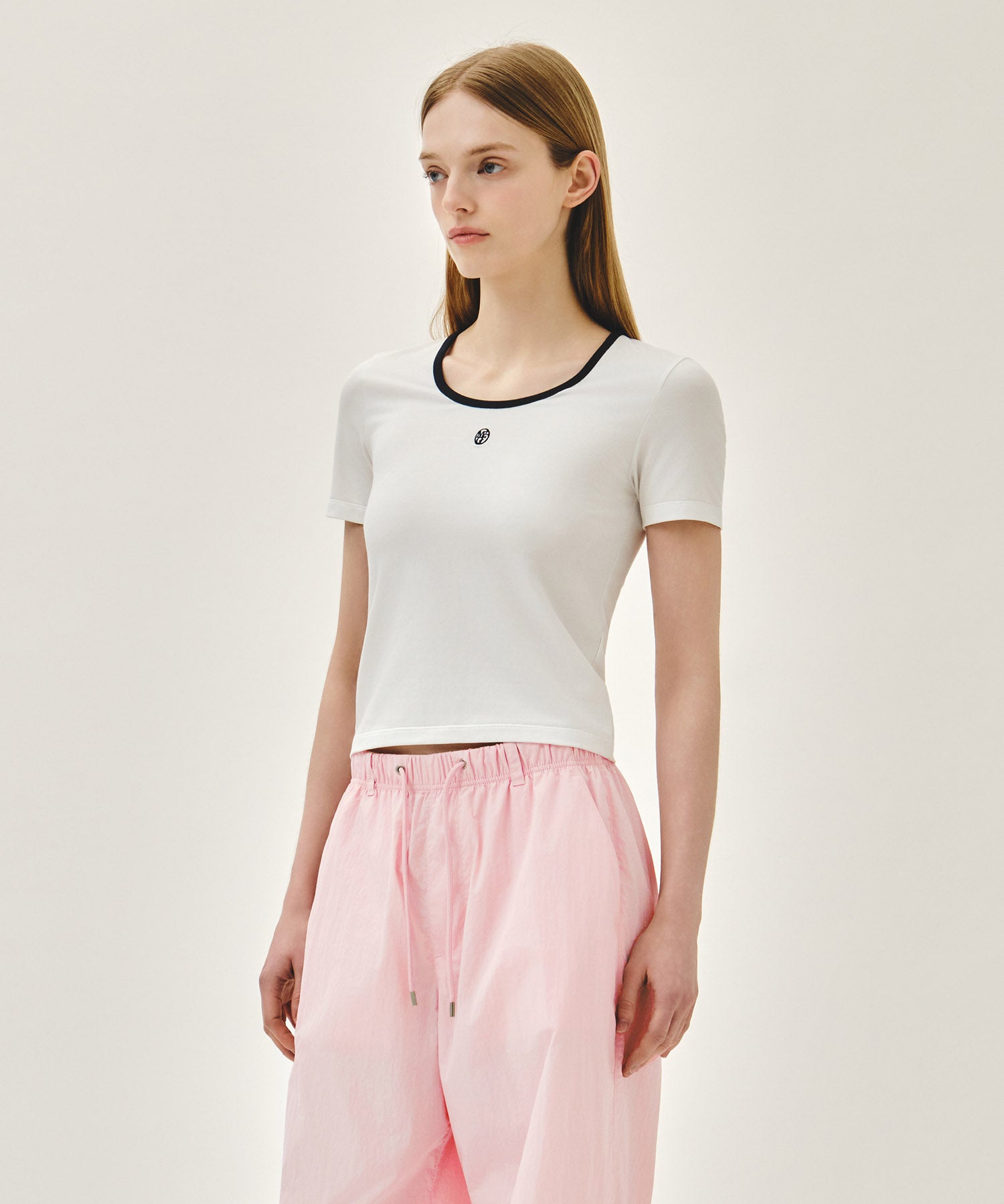 W DEEP NECK RINGER TEE