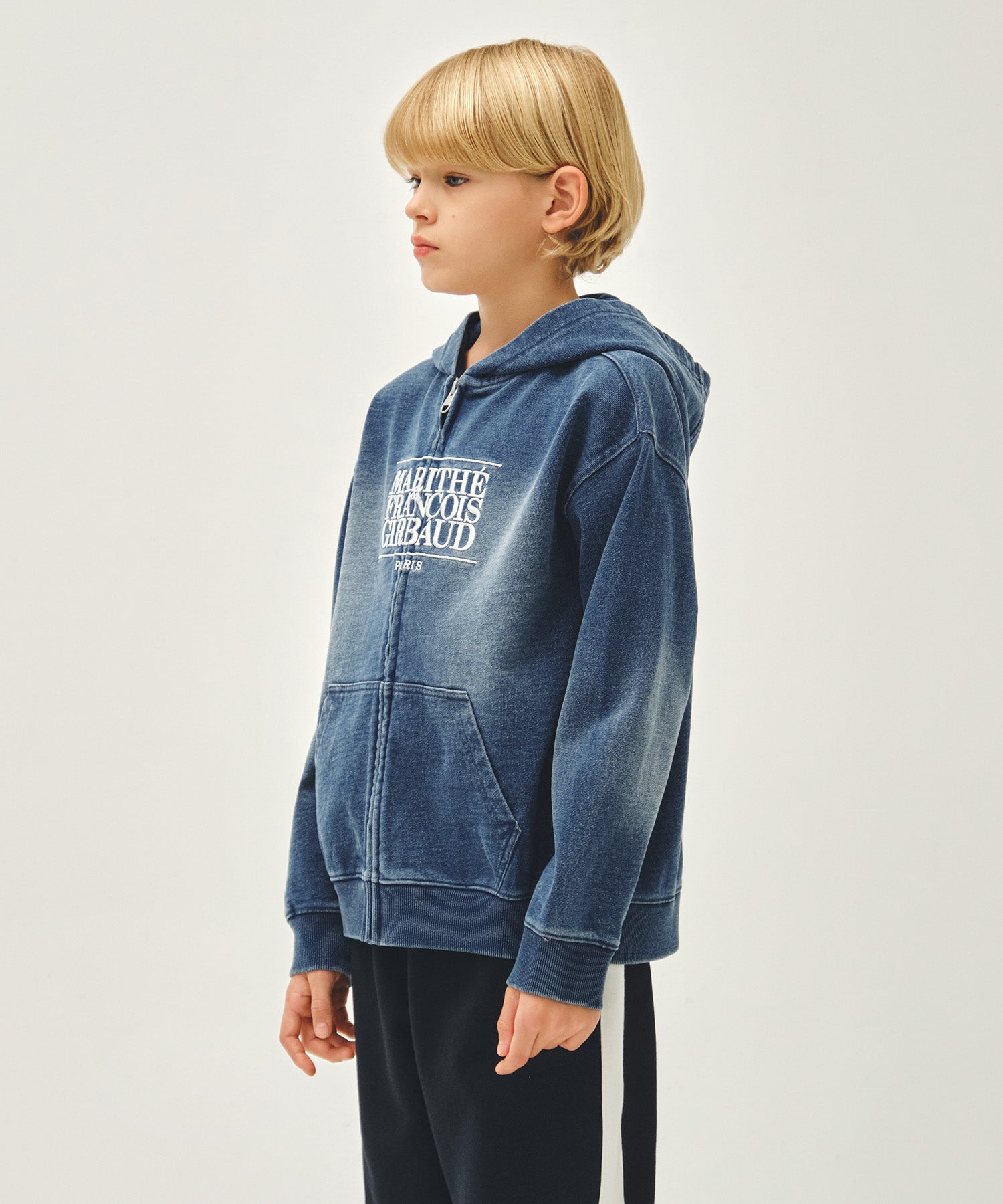 KIDS CLASSIC LOGO EMBROIDERY HOODIE ZIP-UP