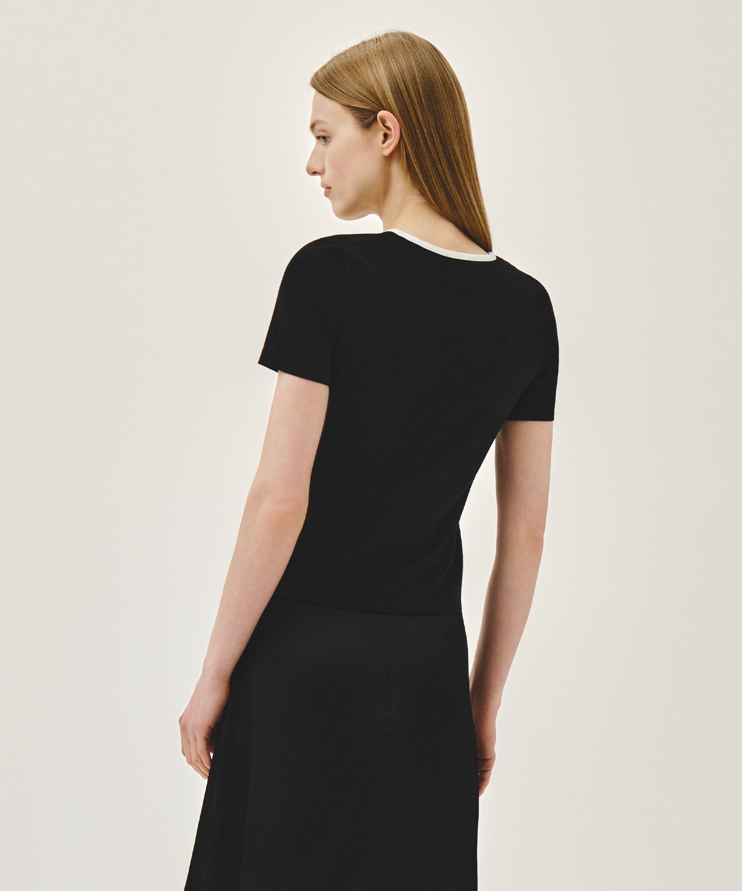 W DEEP NECK RINGER TEE