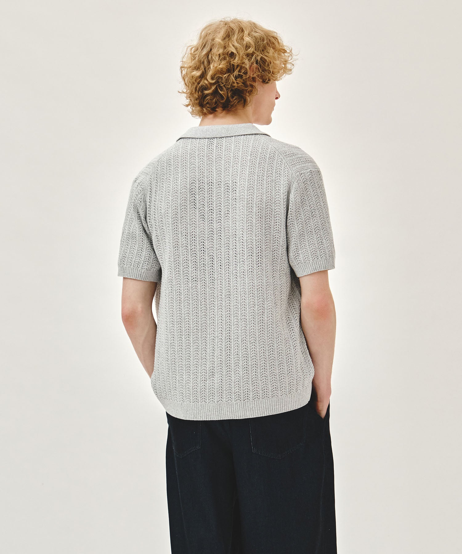WAPPEN CROCHET HALF KNIT CARDIGAN