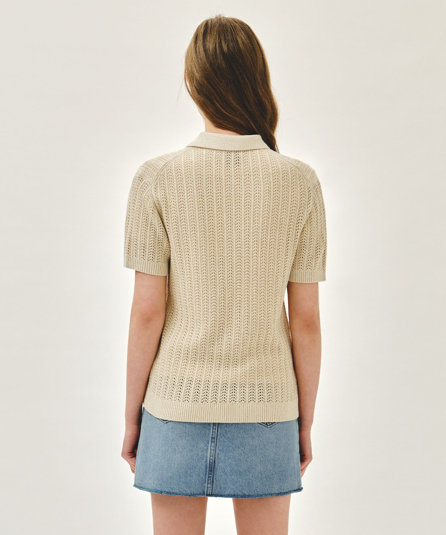 WAPPEN CROCHET HALF KNIT CARDIGAN
