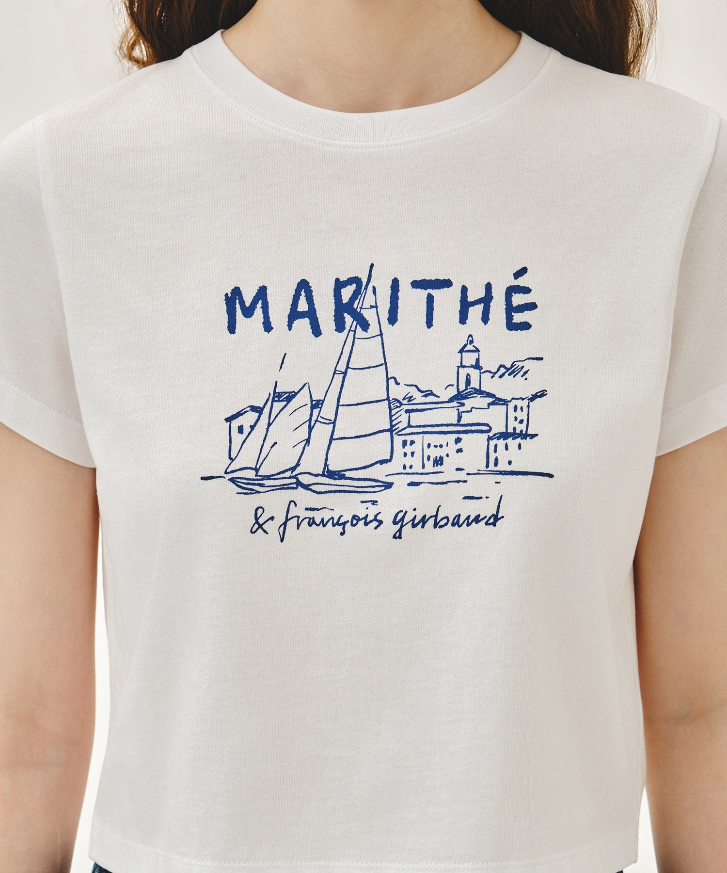 W FRENCH GRAPHIC CROP TEE