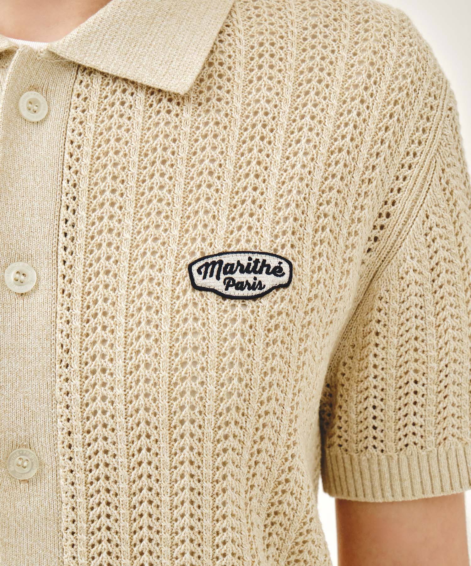 WAPPEN CROCHET HALF KNIT CARDIGAN