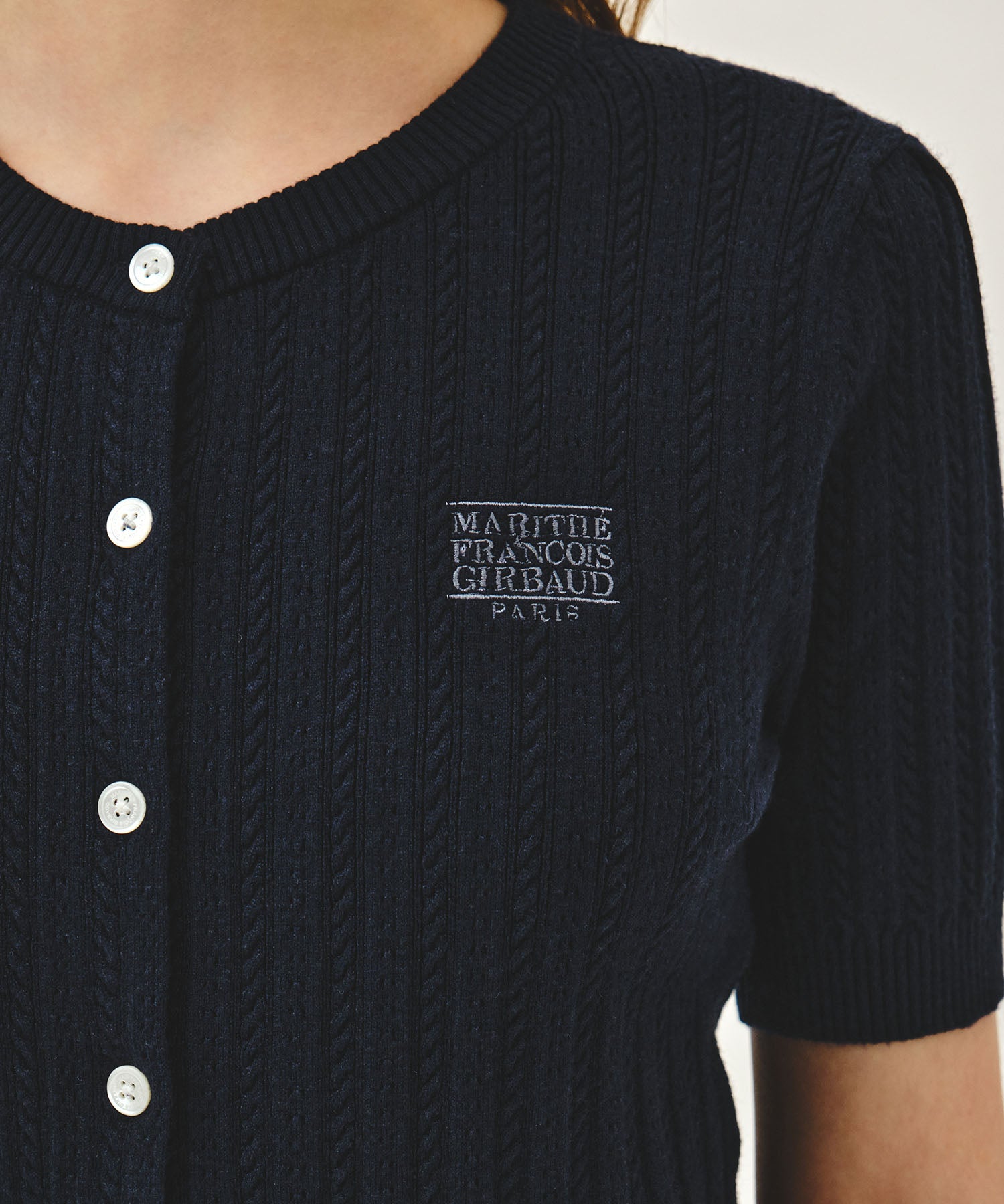 W SMALL CLASSIC LOGO HALF KNIT CARDIGAN SET UP