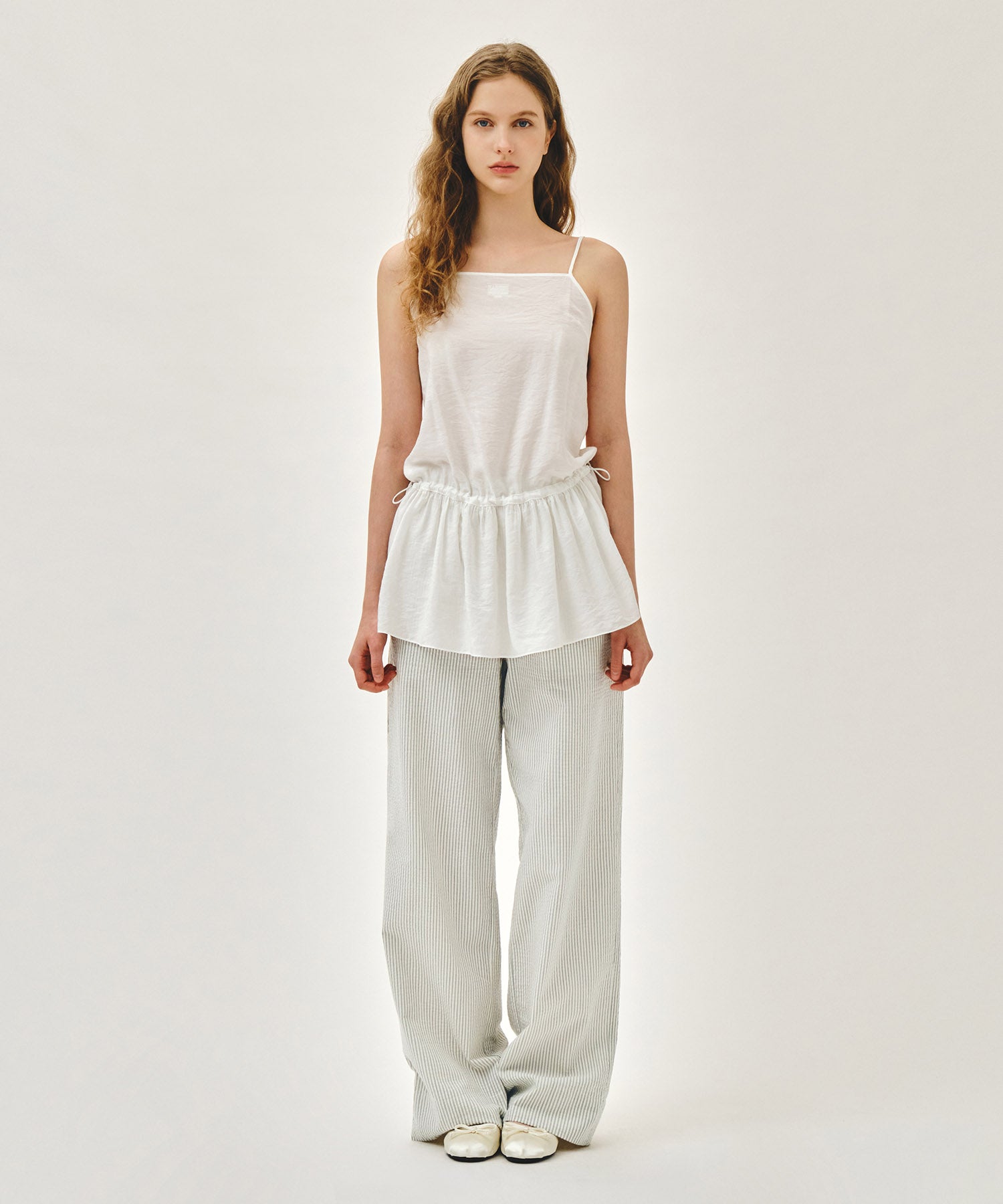 W SHIRRING SLEEVELESS DRESS
