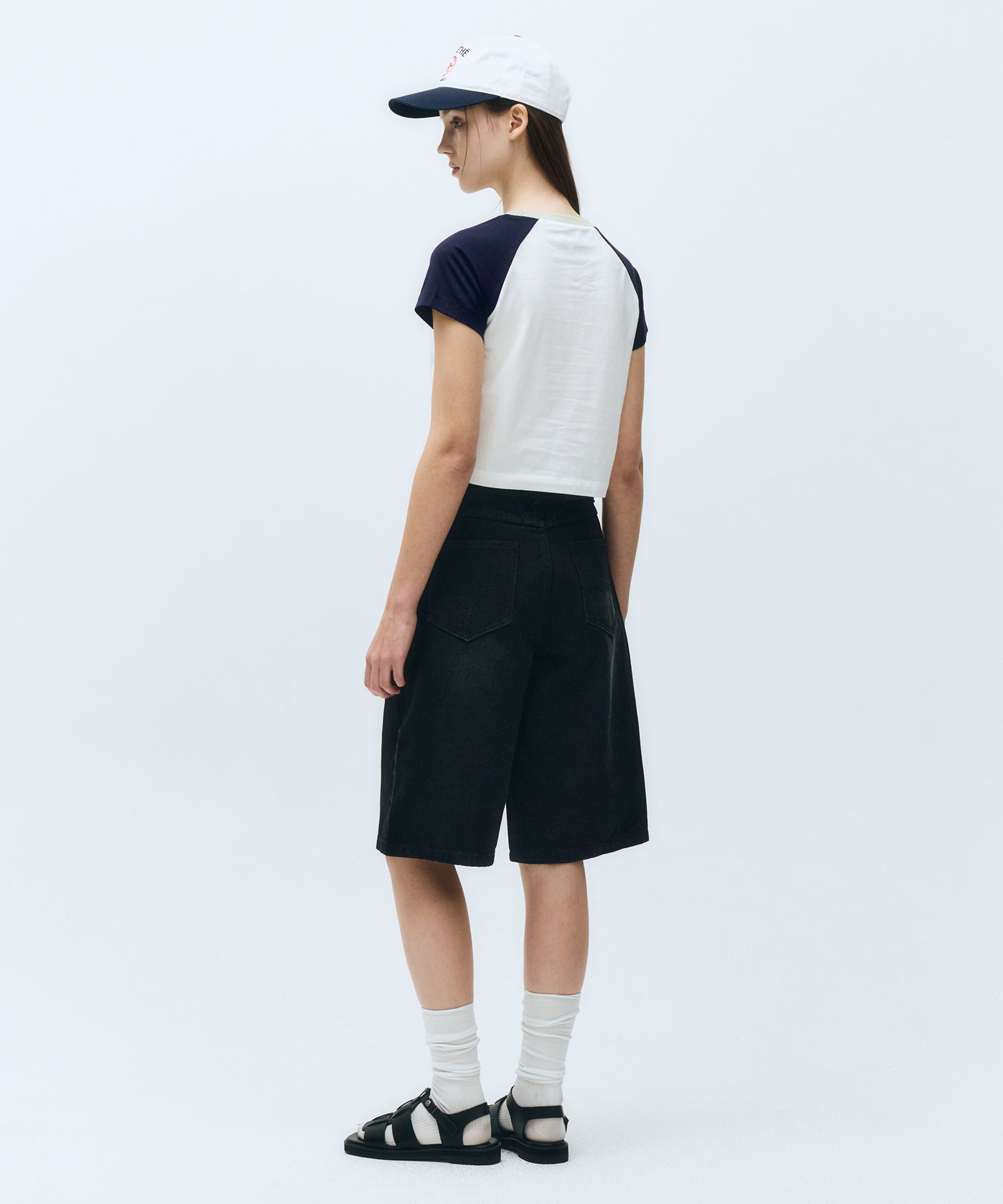 W LONG BERMUDA DENIM PANTS
