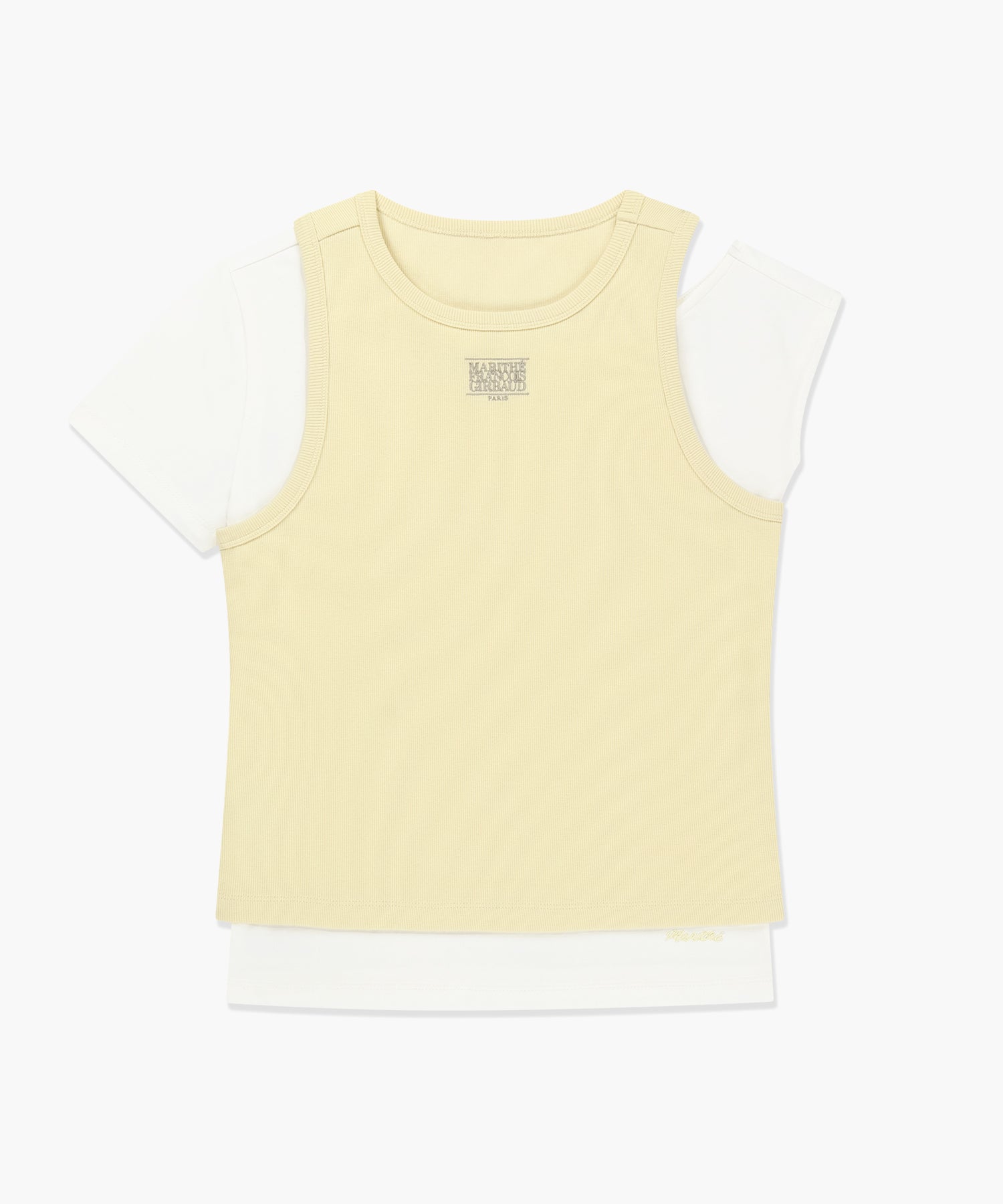 W SMALL CLASSIC LOGO ONE SHOULDER LAYERED TEE