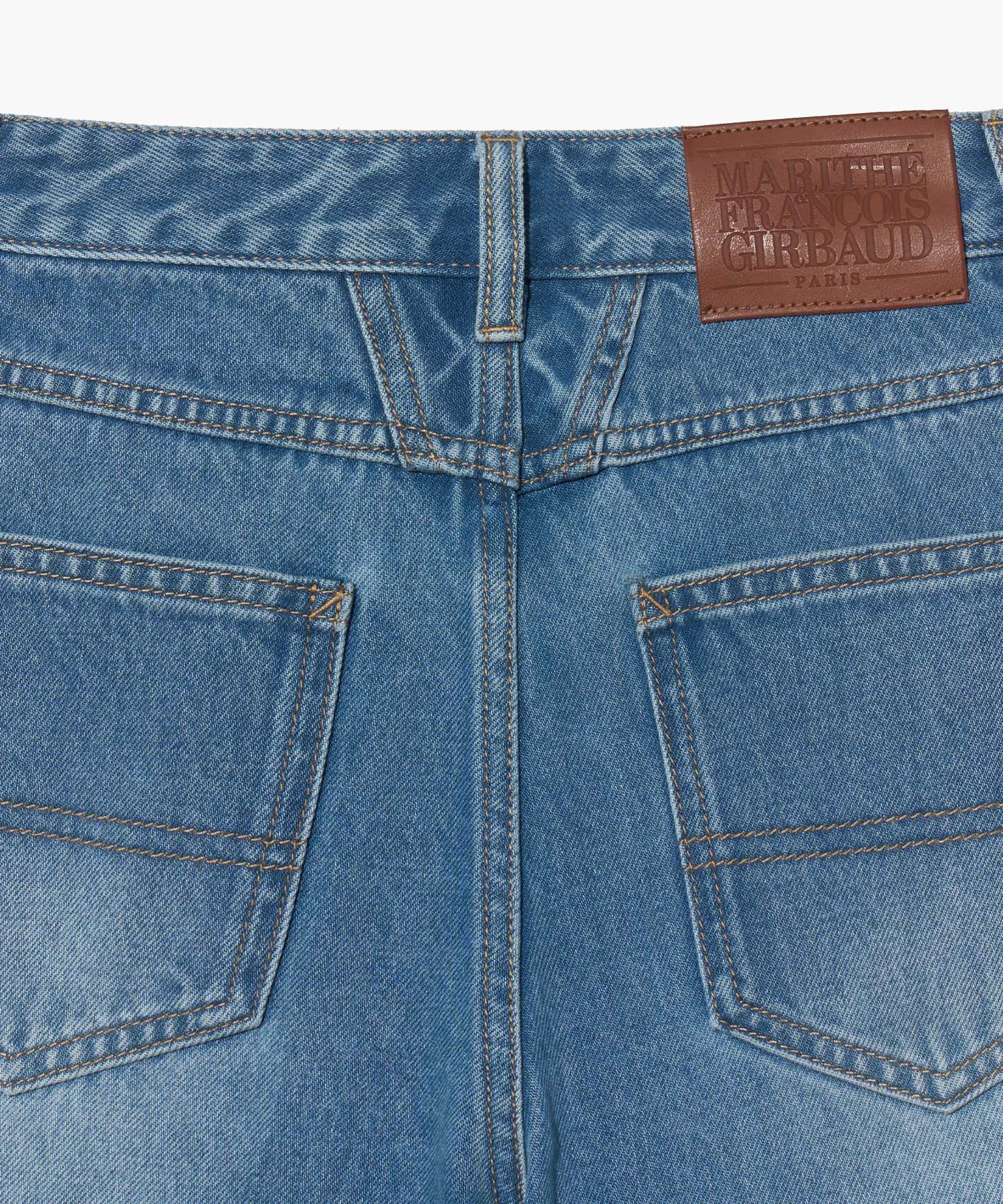W LONG BERMUDA DENIM PANTS