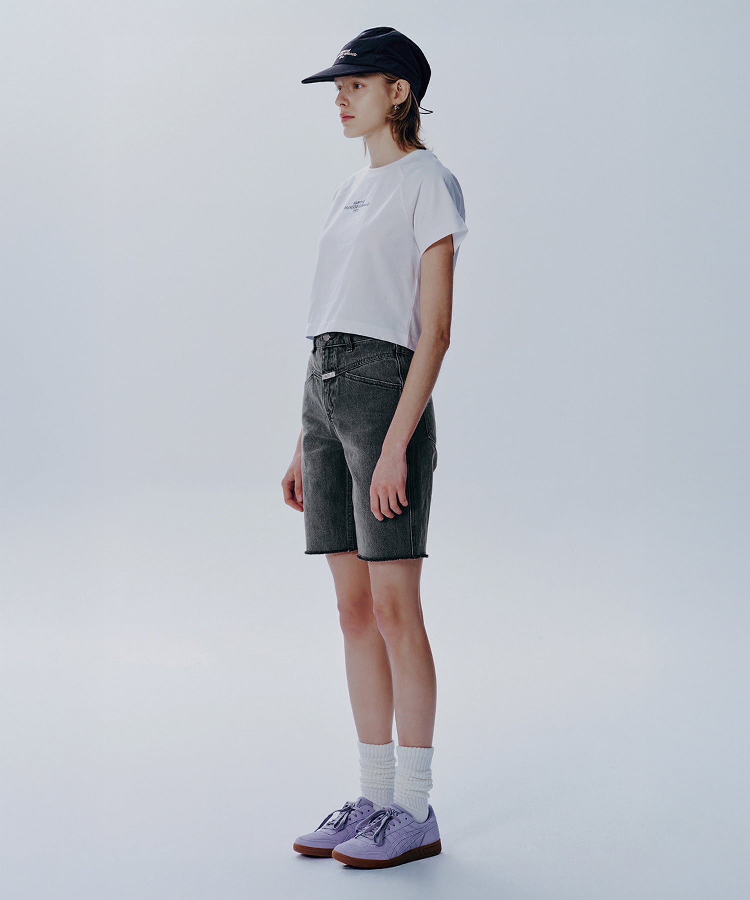 W X-POCKET RAW EDGE HALF DENIM PANTS