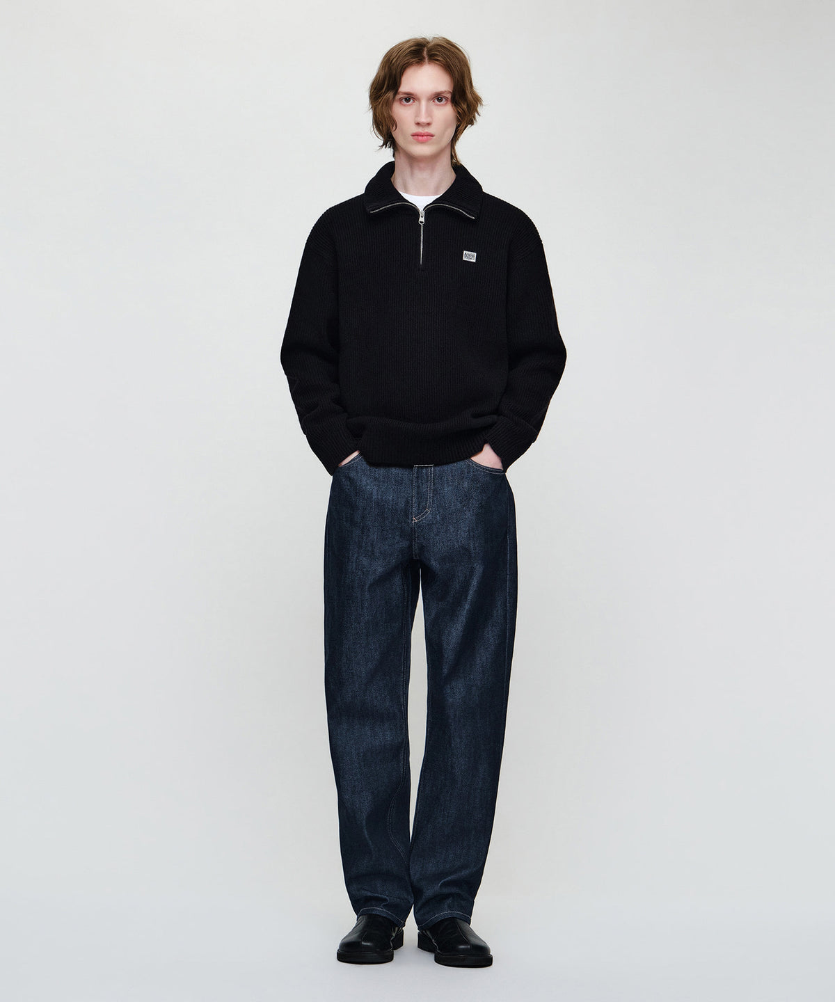 SMALL CLASSIC LOGO OVERSIZED HALF ZIP-UP KNIT