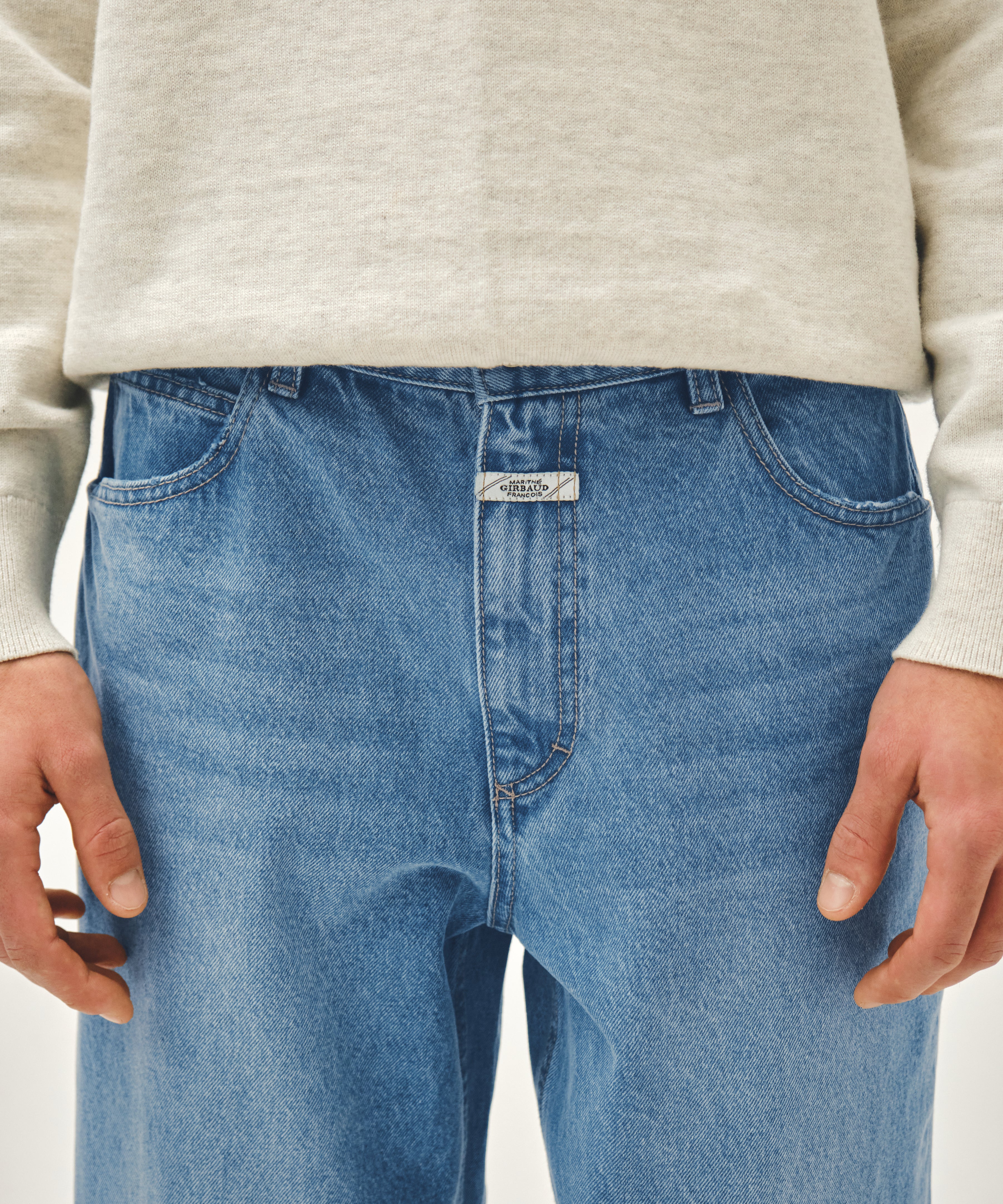 M SEMI-WIDE FIT VINTAGE WASHED DENIM PANTS