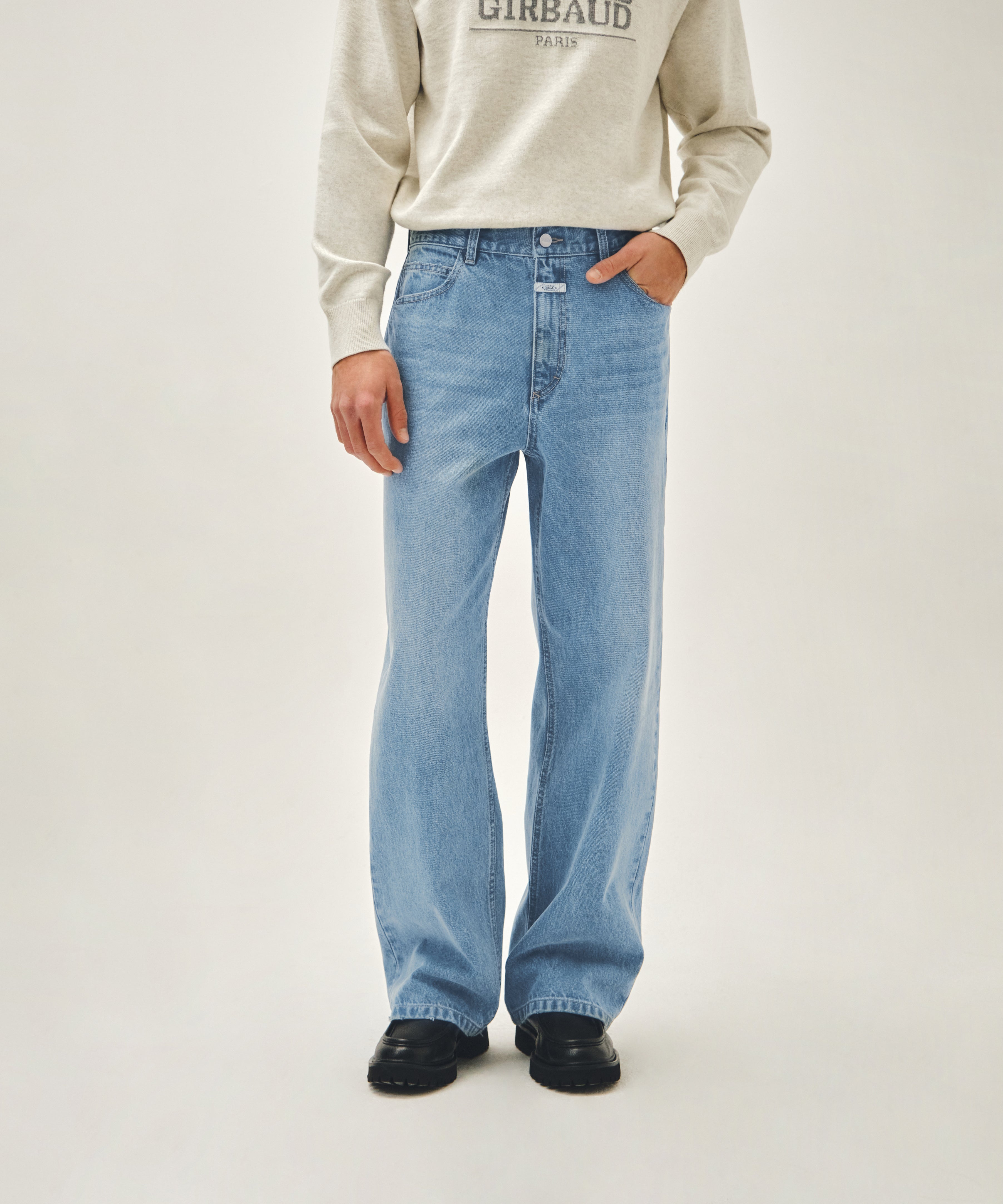M SEMI-WIDE FIT VINTAGE WASHED DENIM PANTS