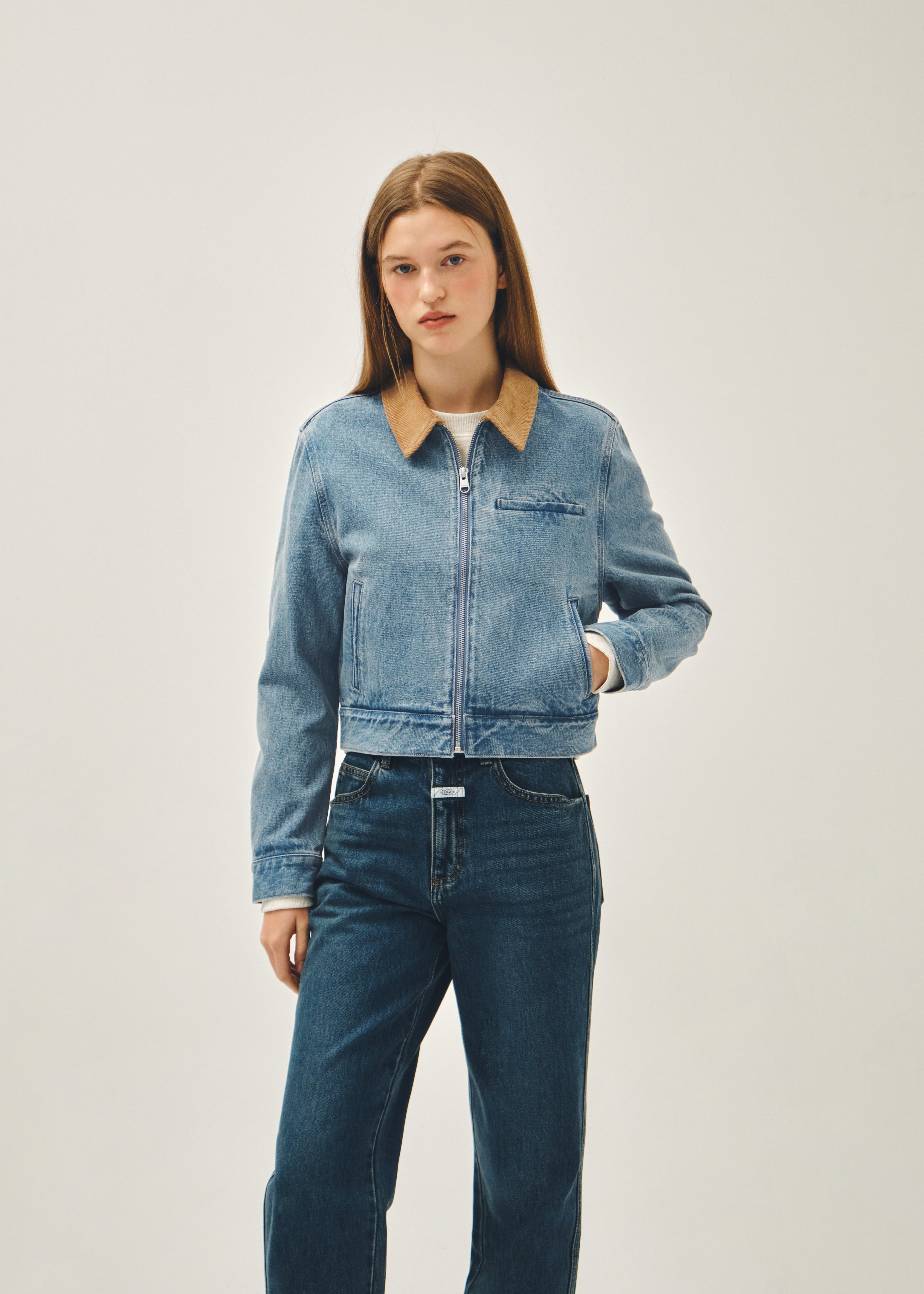 W CROP DENIM BLOUSON JACKET