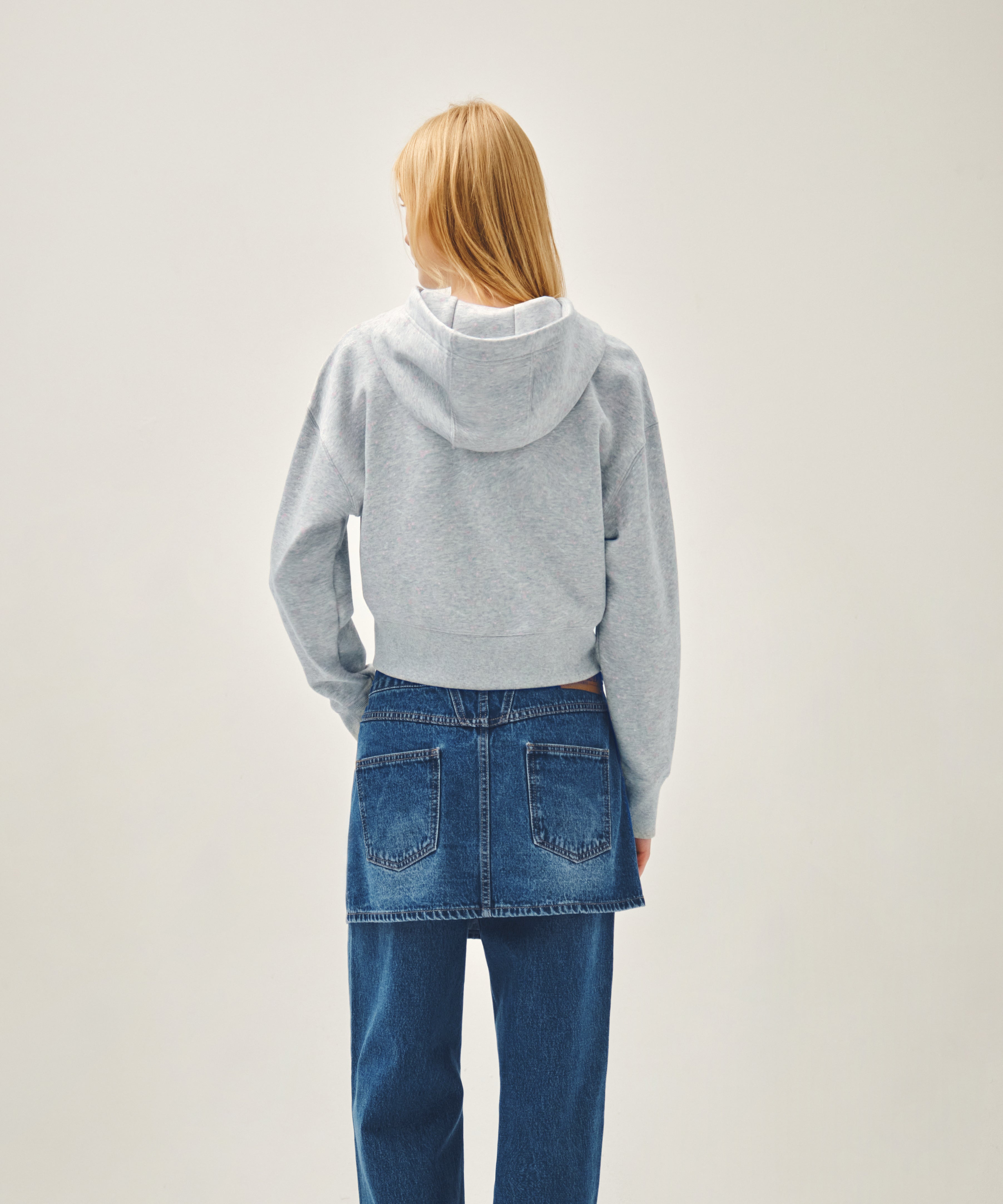 W CLASSIC LOGO CROP HOODIE ZIPUP