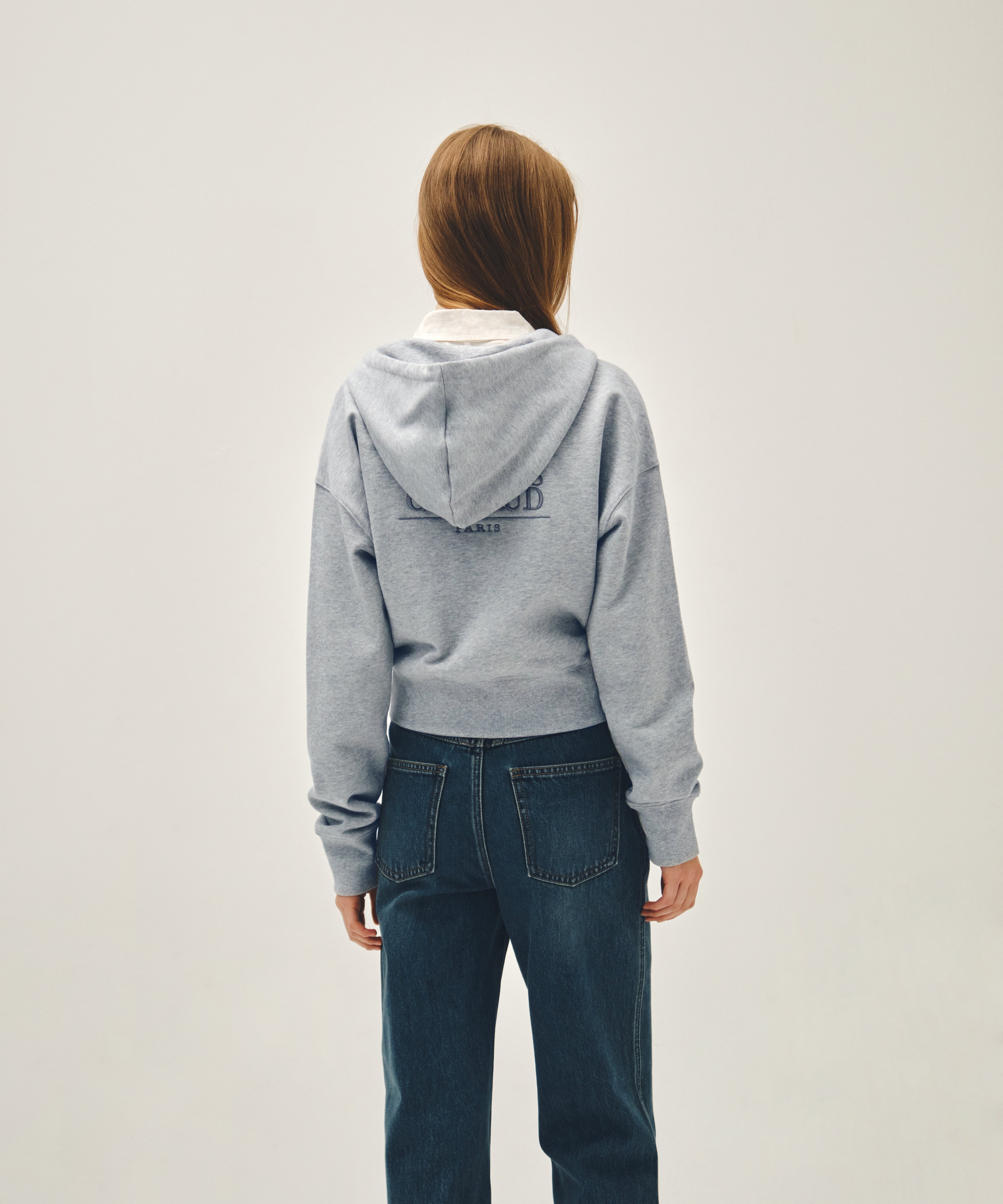 W BACK CLASSIC LOGO CROP HOODIE ZIPUP