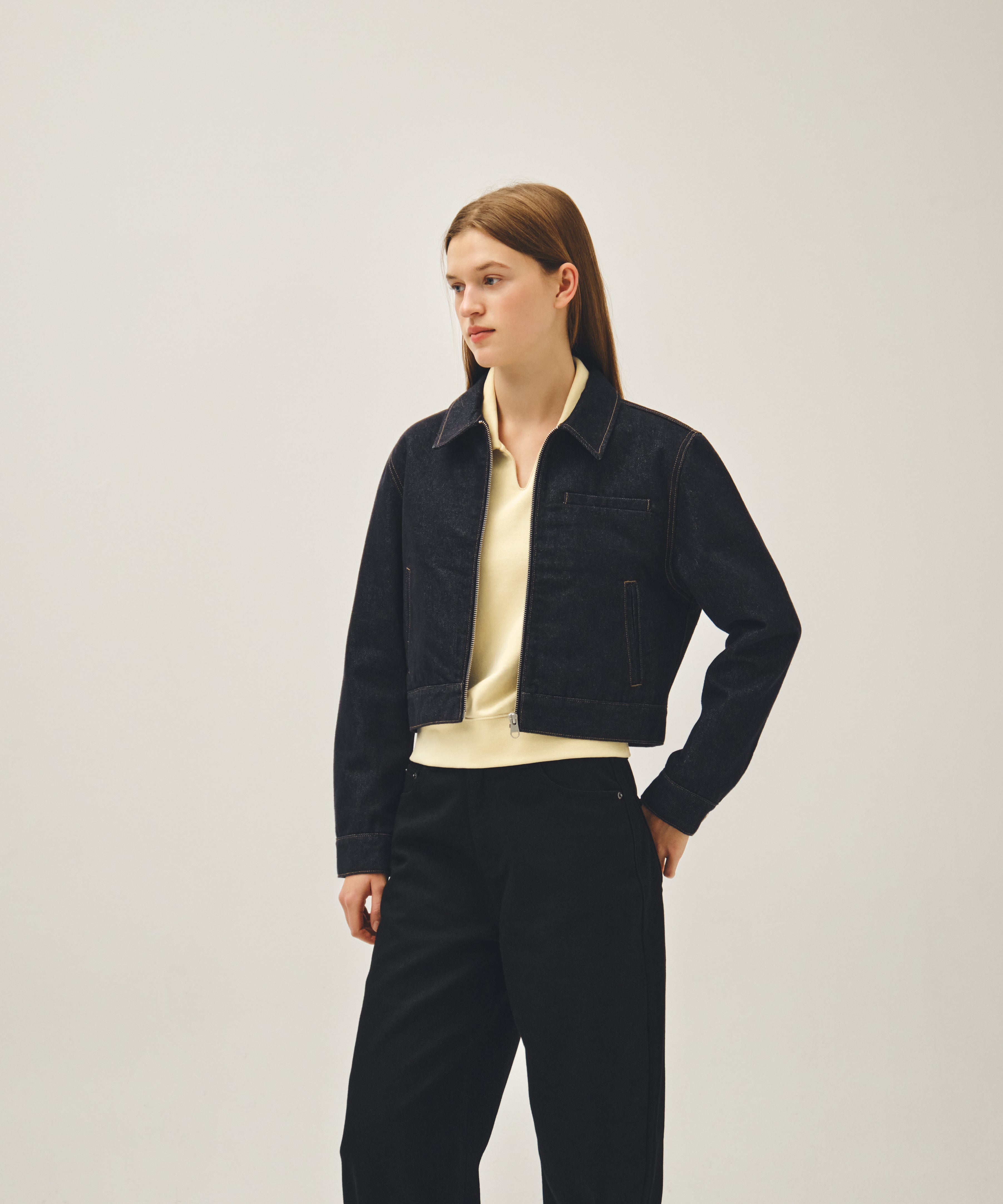 W CROP DENIM BLOUSON JACKET