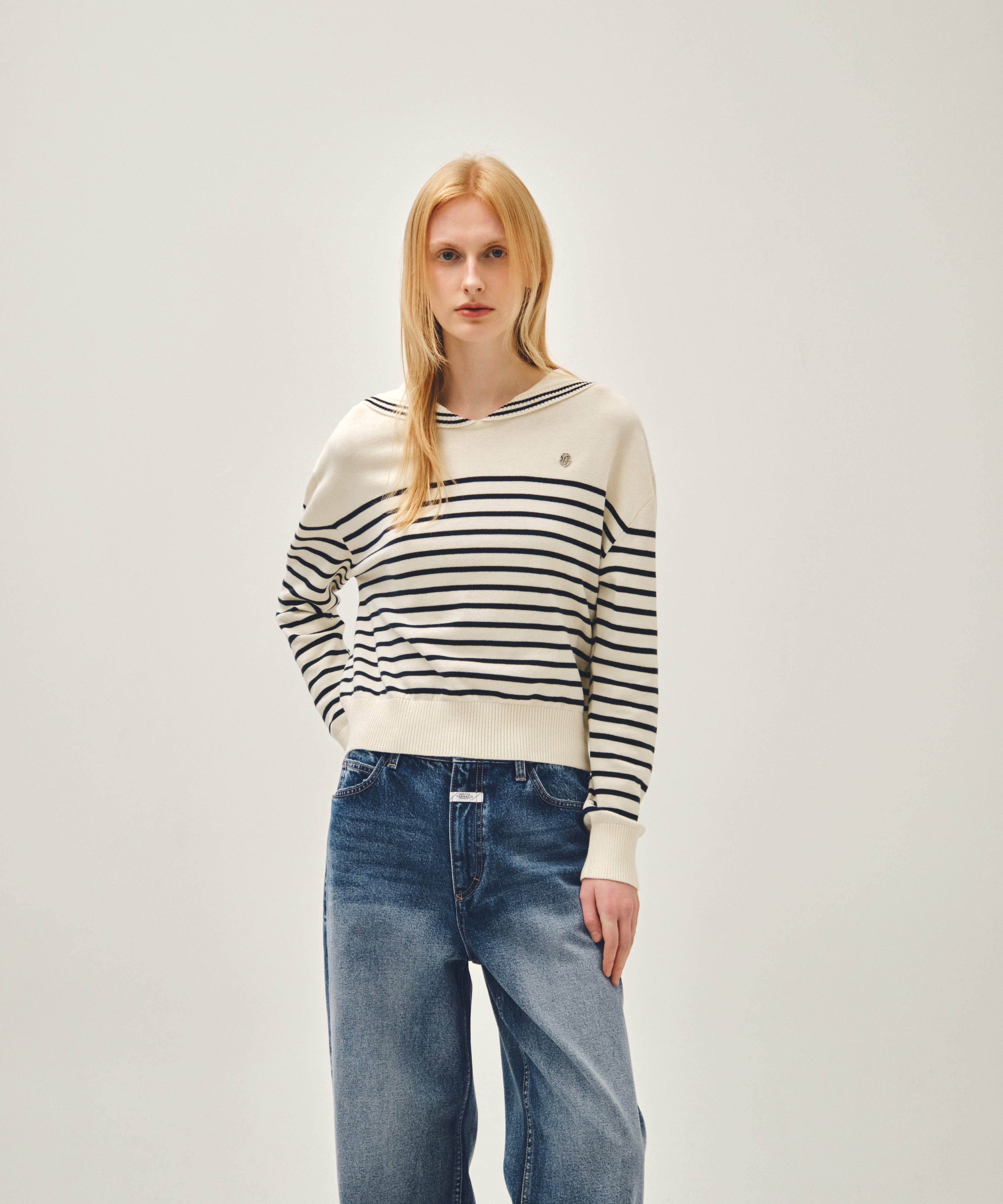 W WIDE FIT VINTAGE WASHED DENIM PANTS