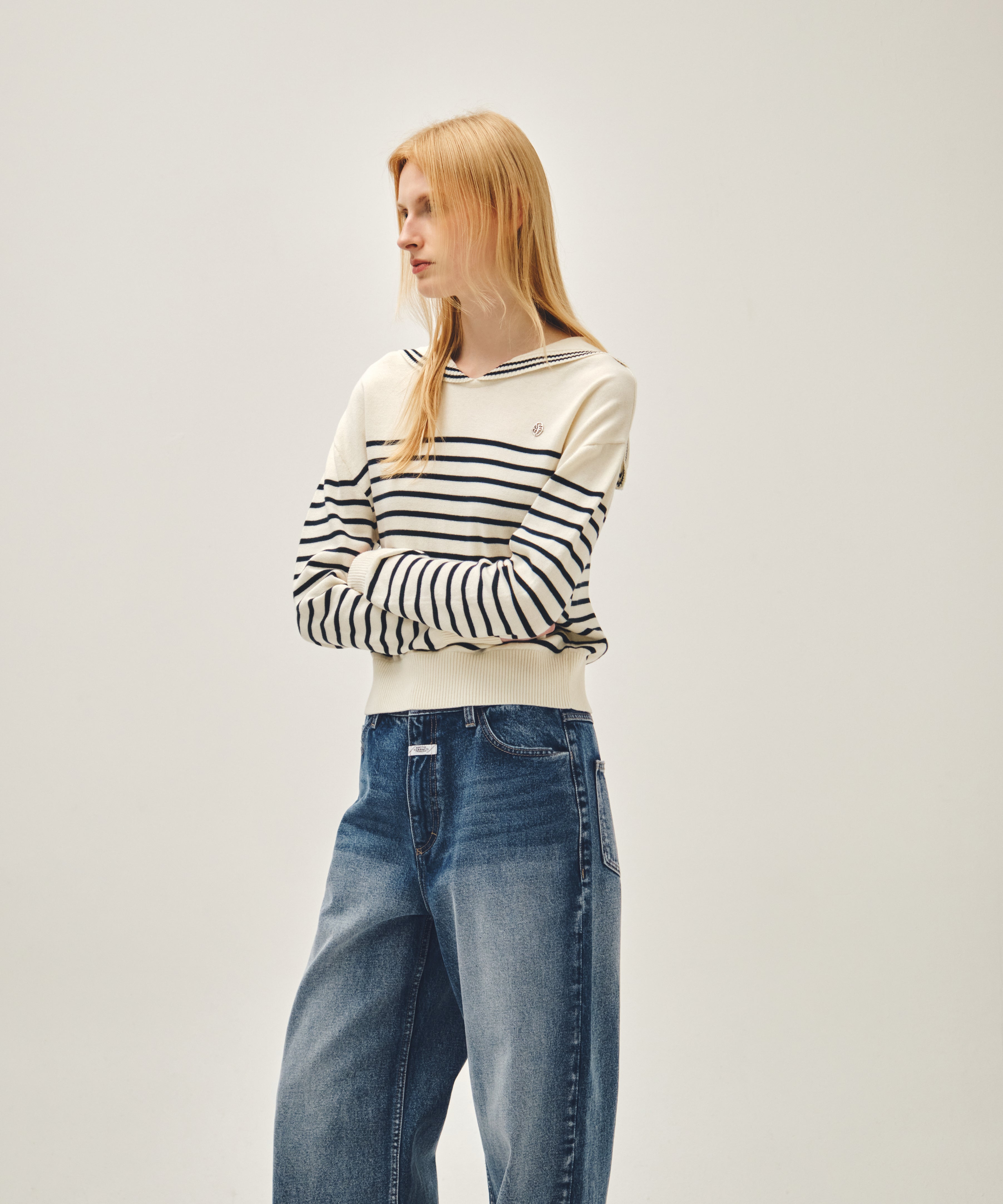 W WIDE FIT VINTAGE WASHED DENIM PANTS
