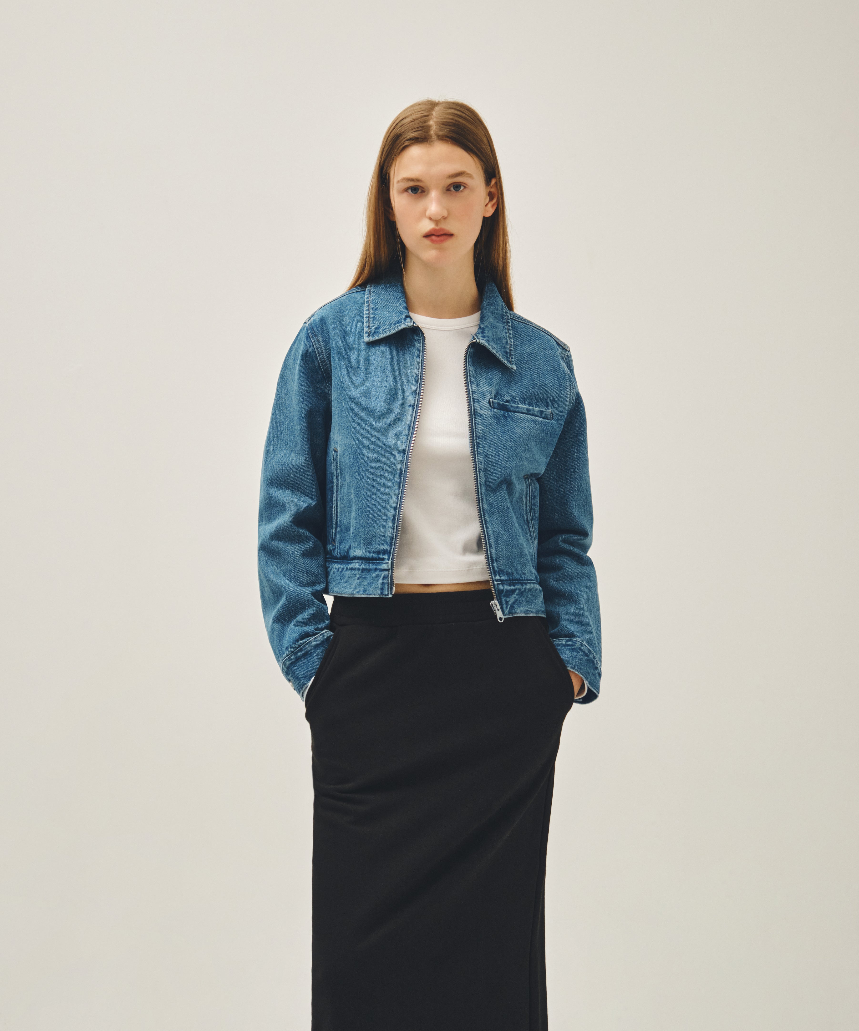 W CROP DENIM BLOUSON JACKET