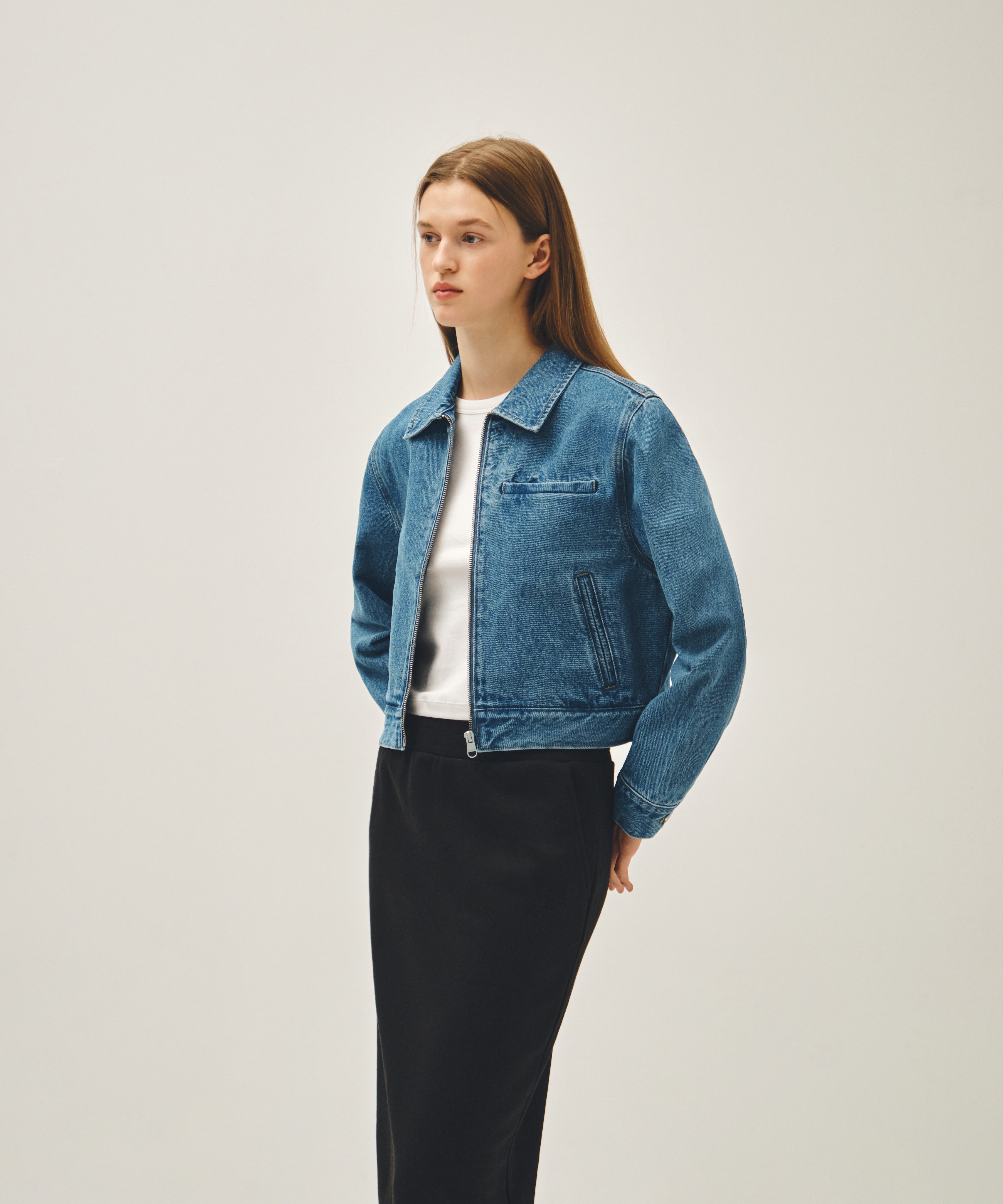 W CROP DENIM BLOUSON JACKET