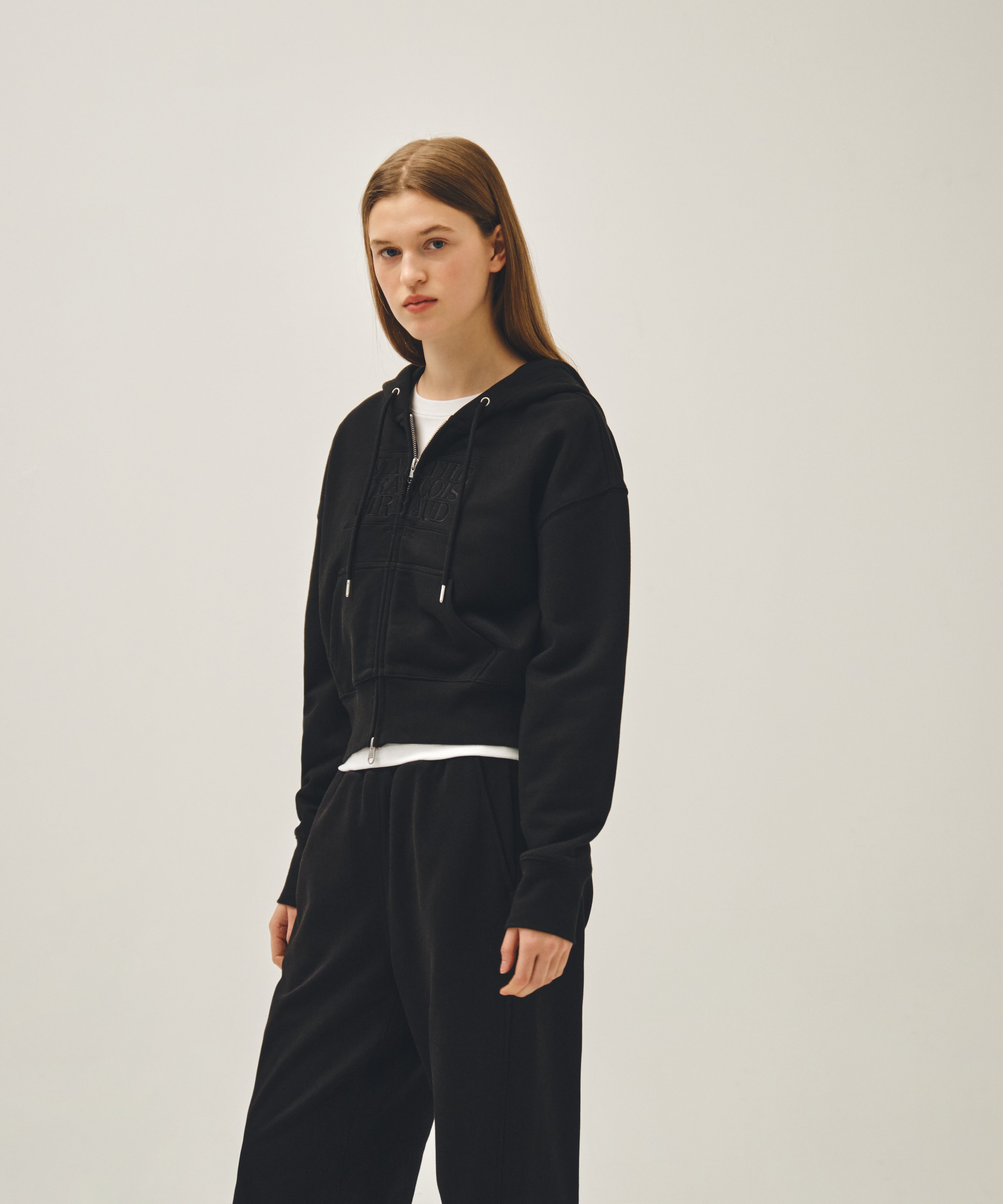 W CLASSIC LOGO CROP HOODIE ZIPUP