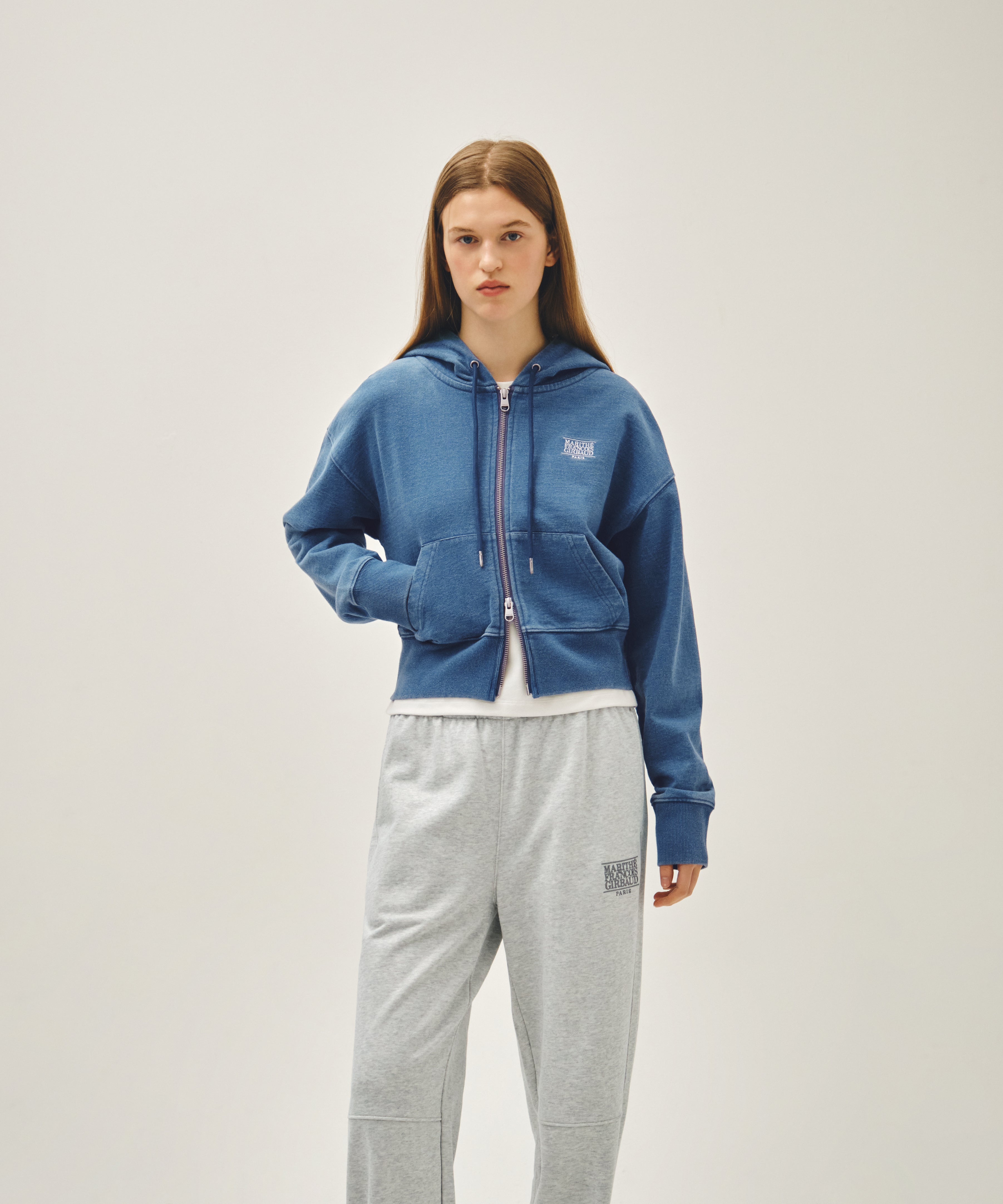 W BACK CLASSIC LOGO CROP HOODIE ZIPUP