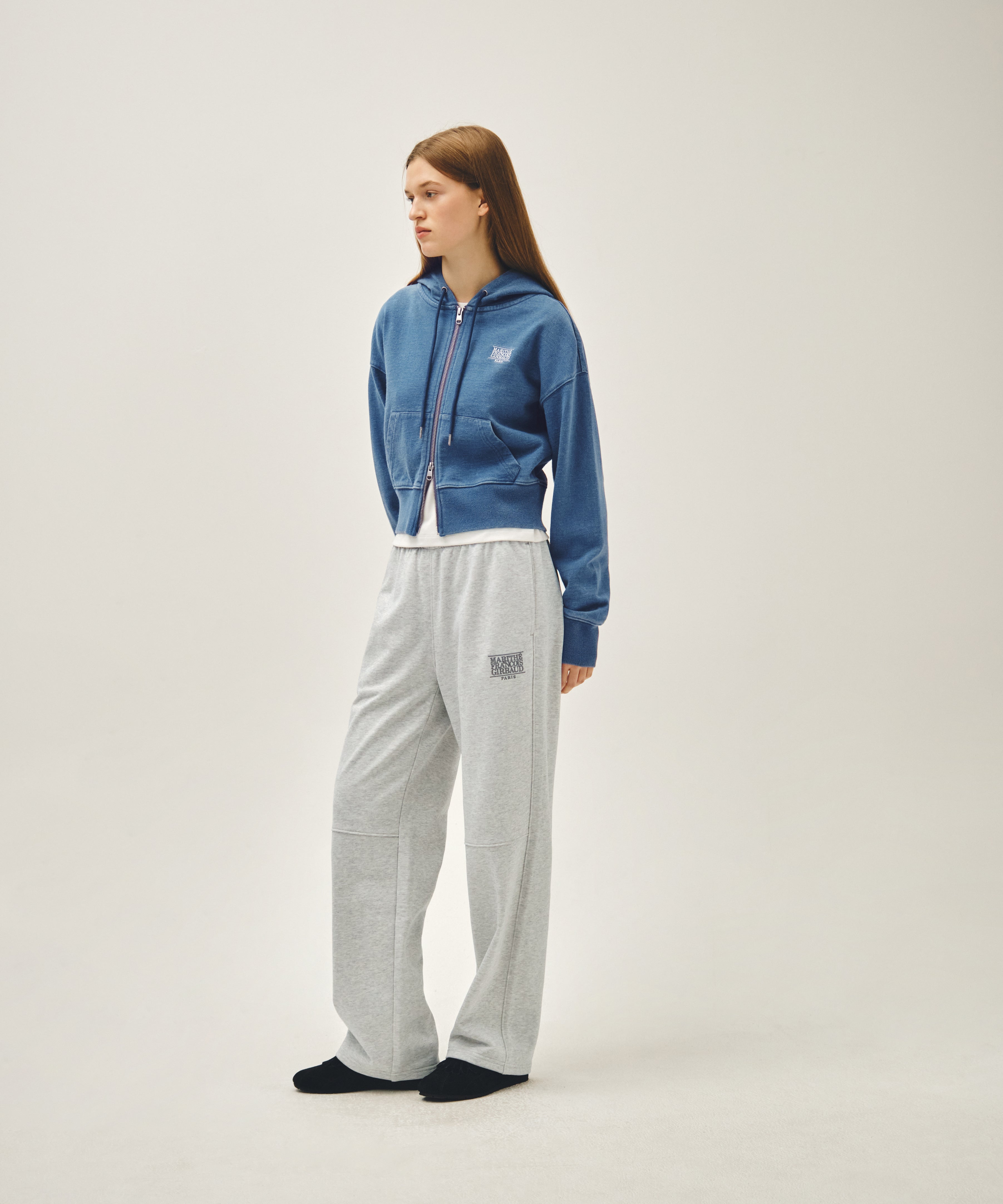 W BACK CLASSIC LOGO CROP HOODIE ZIPUP