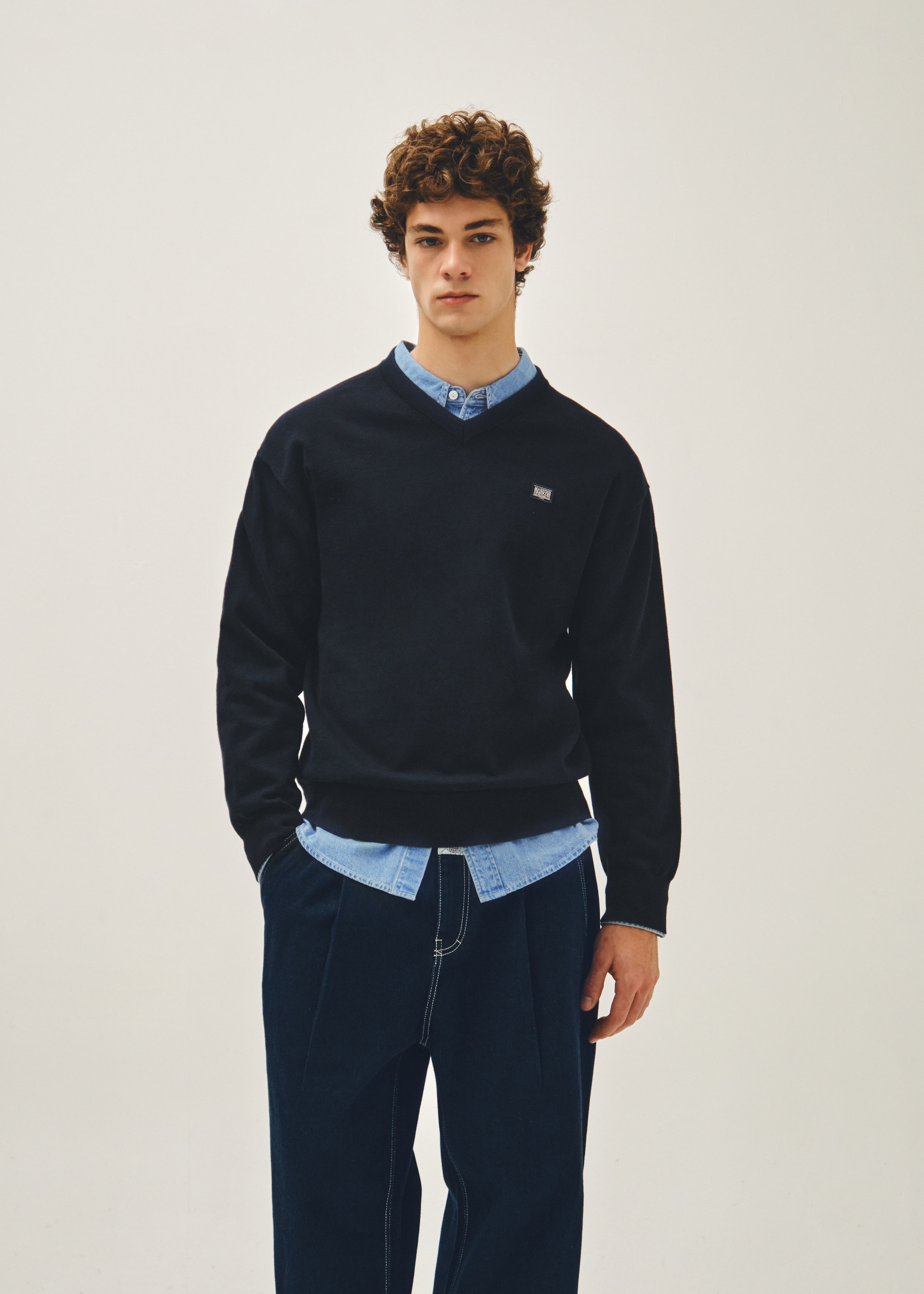 V-NECK WAPPEN KNIT PULLOVER