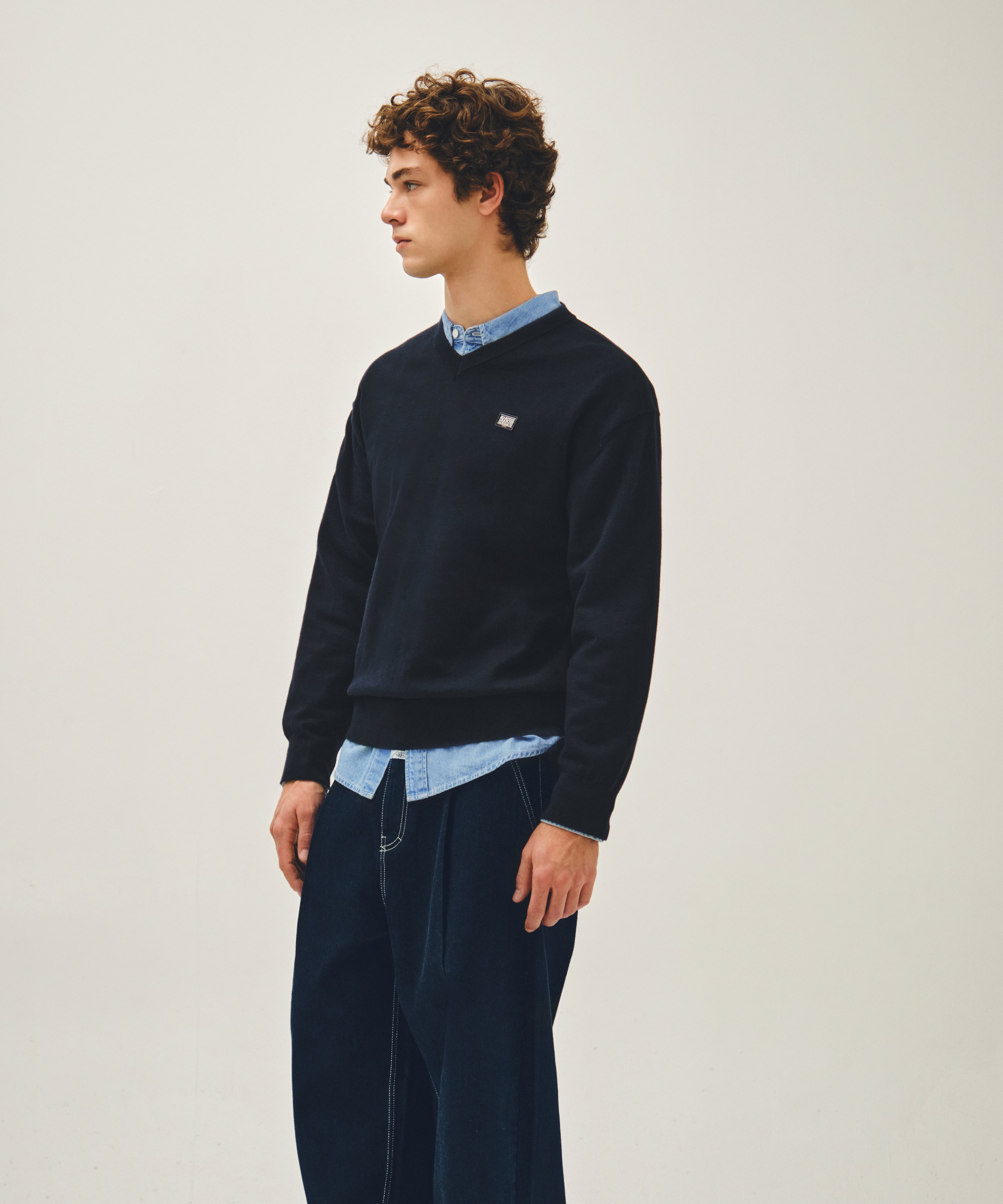 V-NECK WAPPEN KNIT PULLOVER