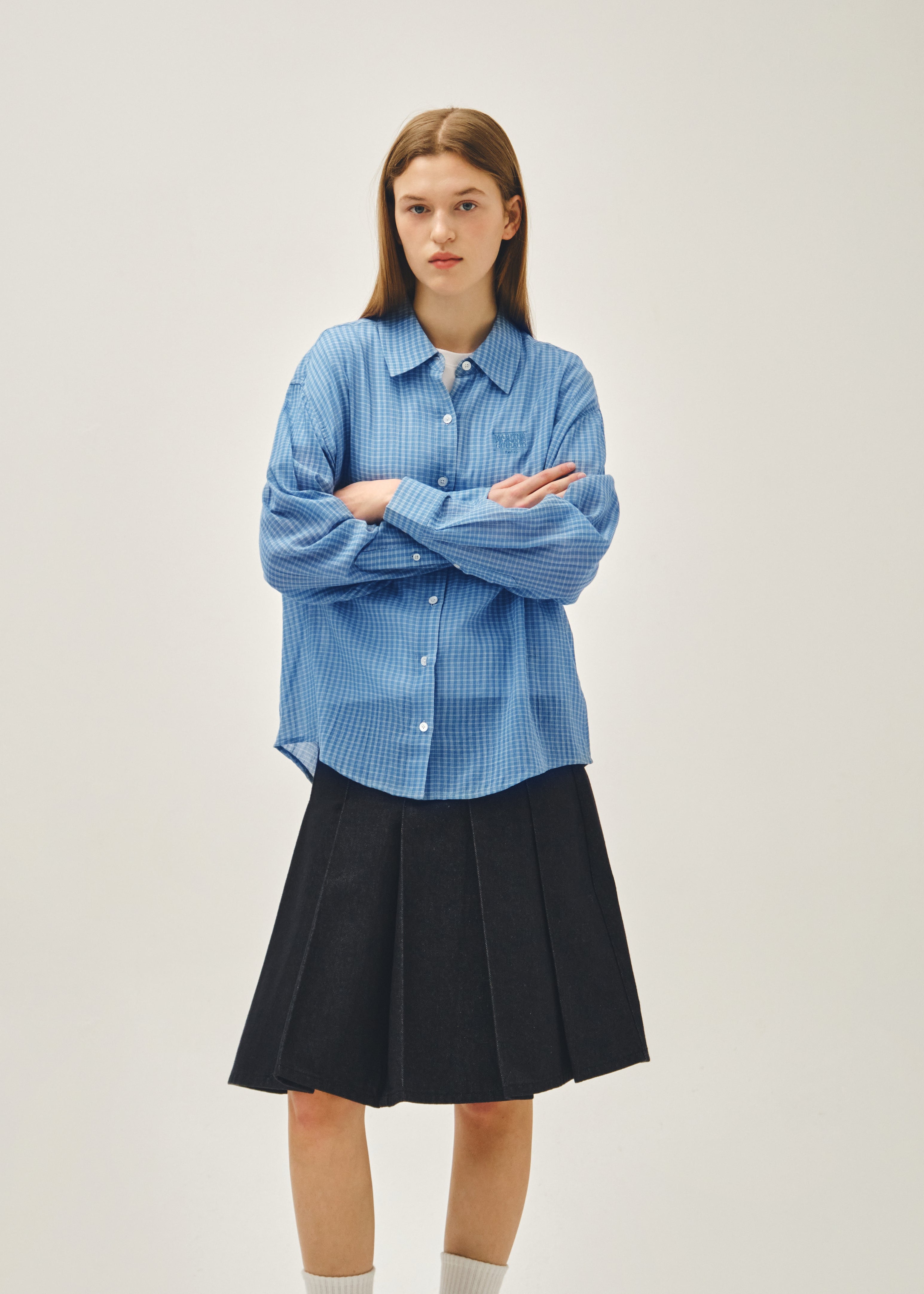 W PATTERN SHEER SHIRT