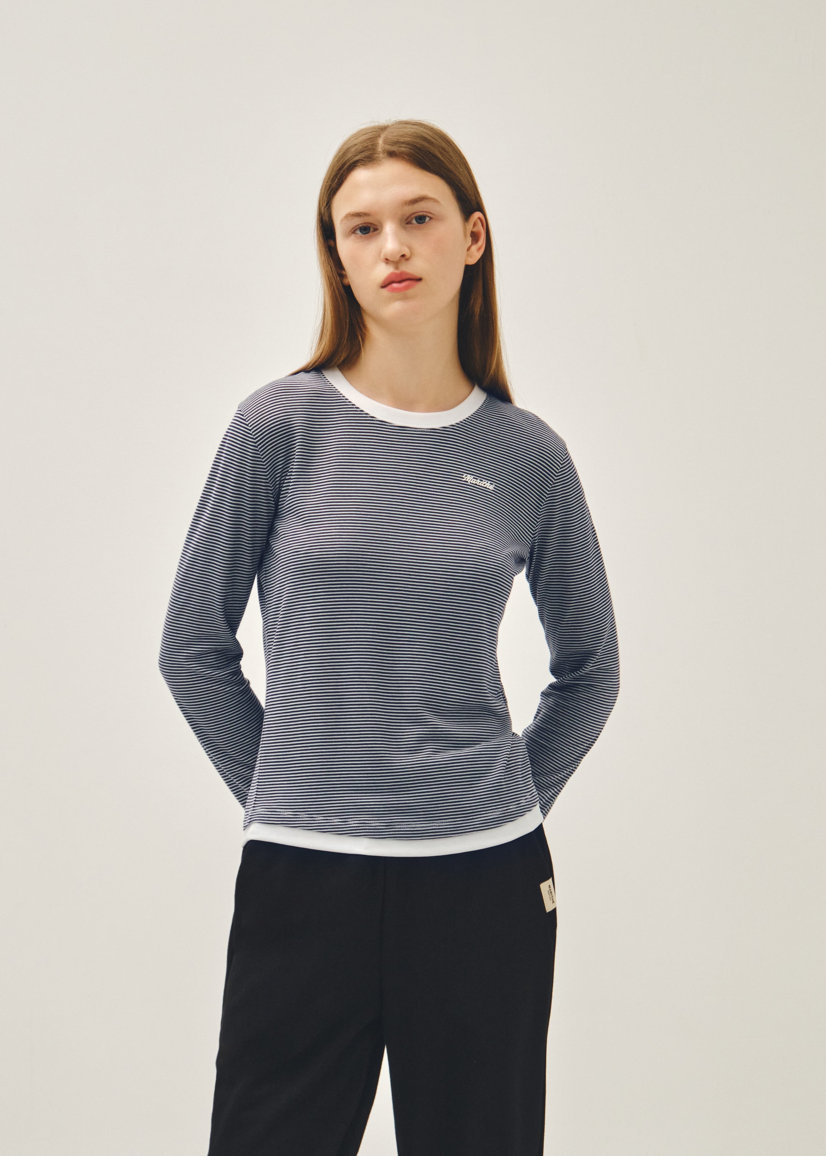 W RINGER STRIPE LONG SLEEVE TEE