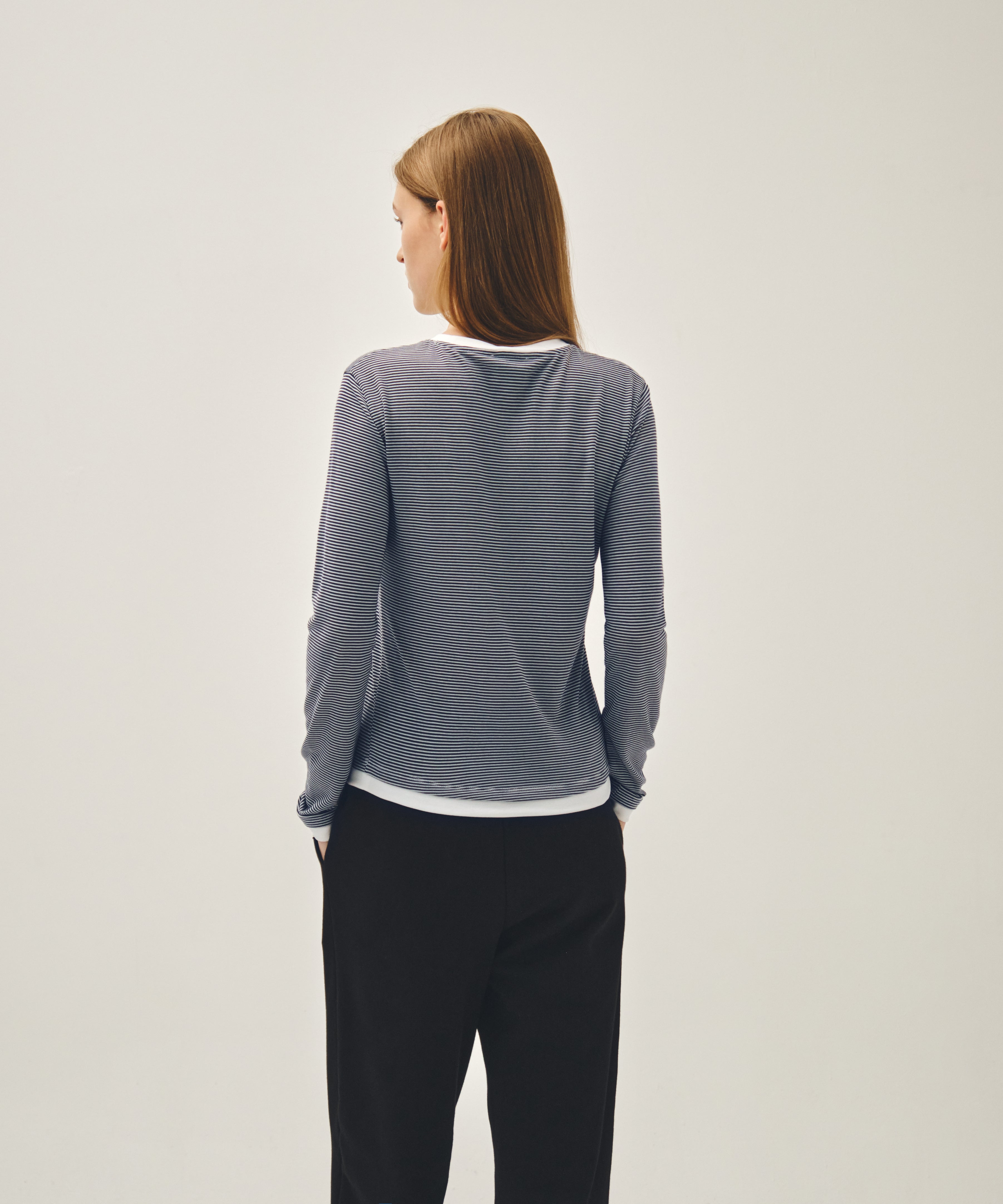 W RINGER STRIPE LONG SLEEVE TEE
