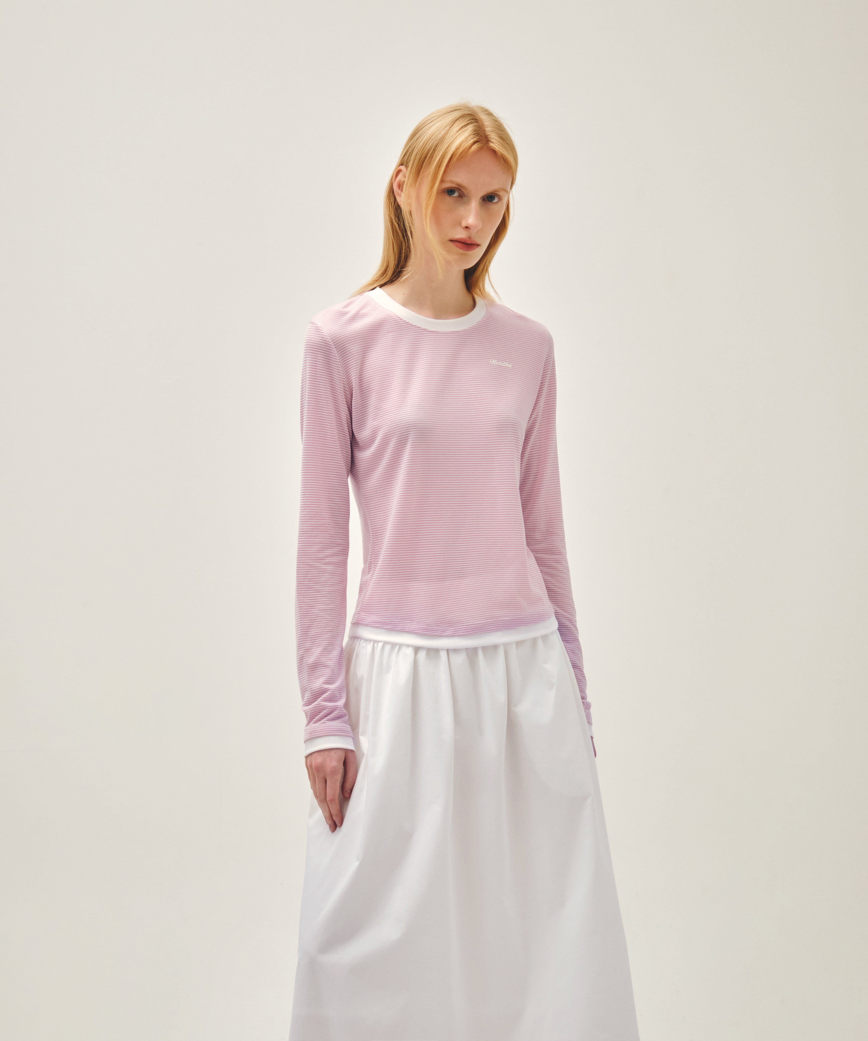 W RINGER STRIPE LONG SLEEVE TEE