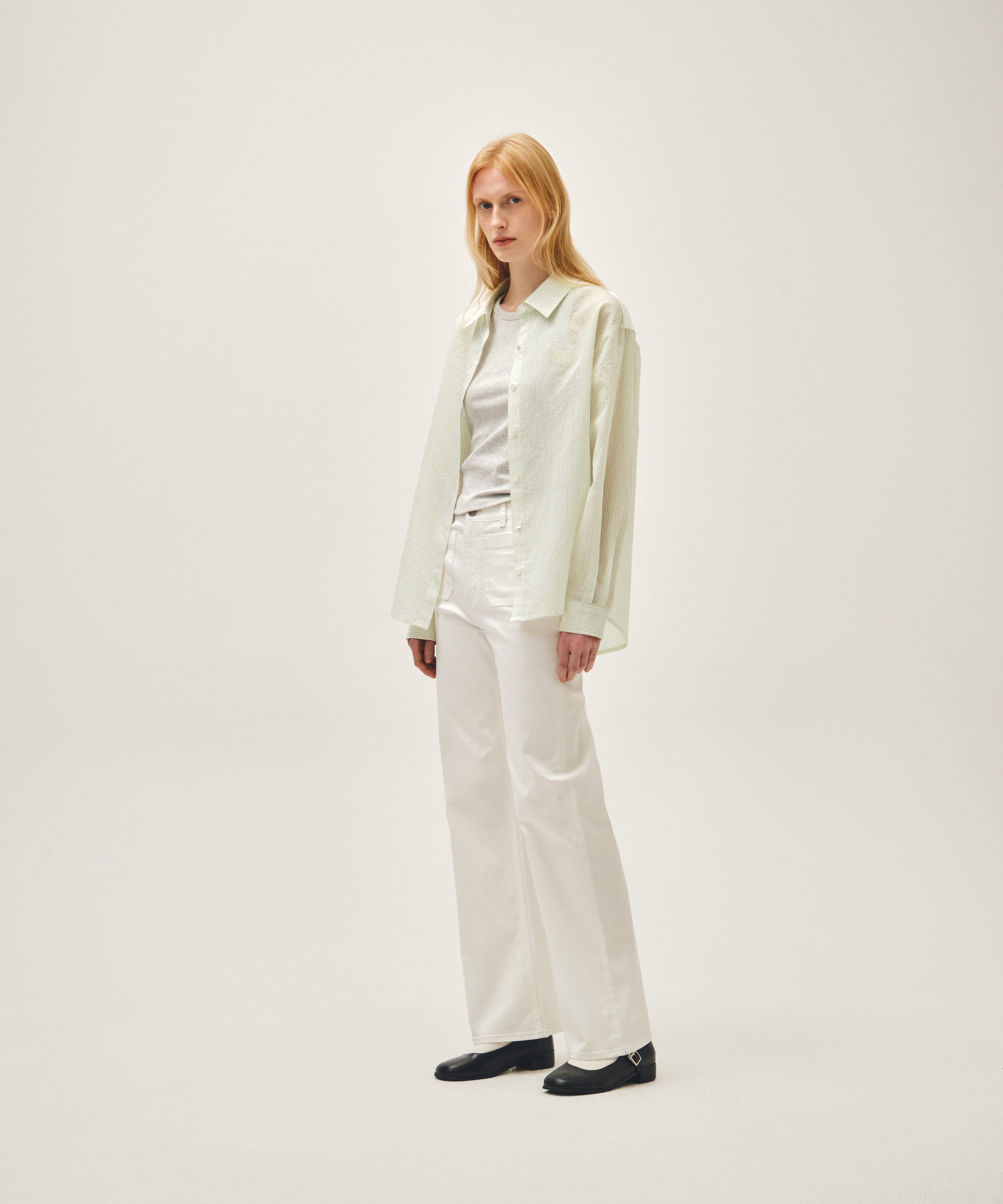 W PATTERN SHEER SHIRT
