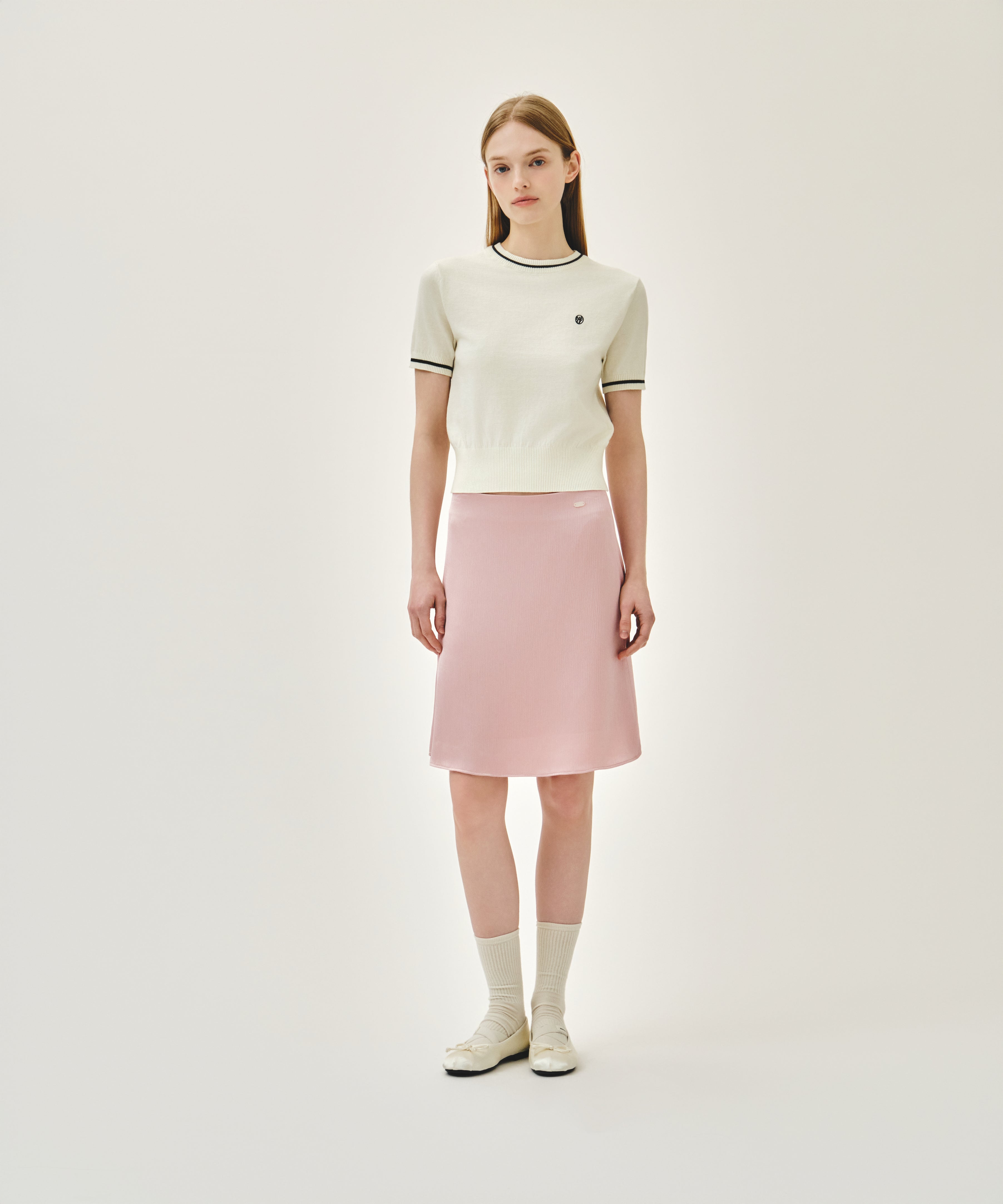 W CIRCLE LOGO HALF KNIT PULLOVER