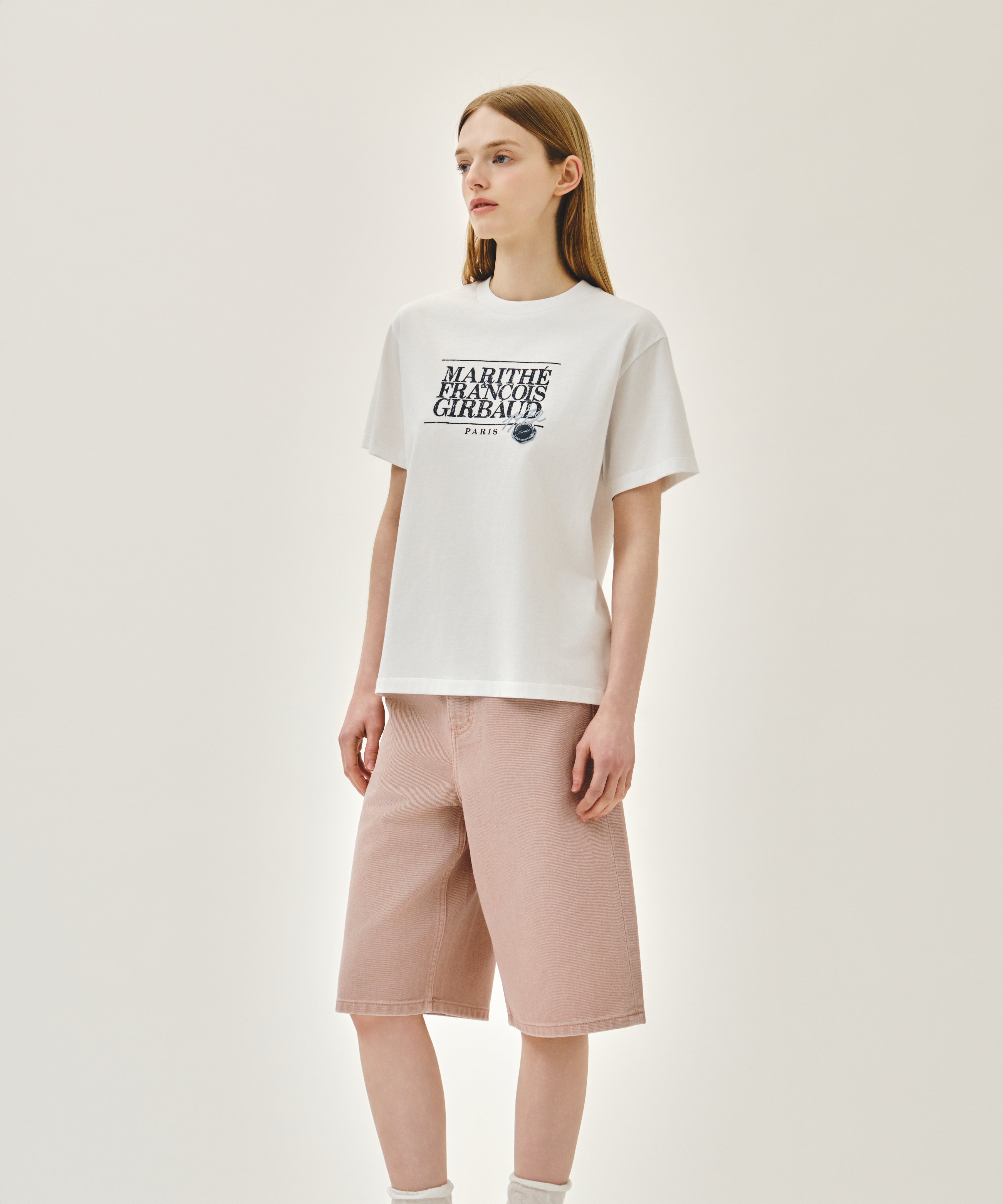 W LONG BERMUDA DENIM PANTS