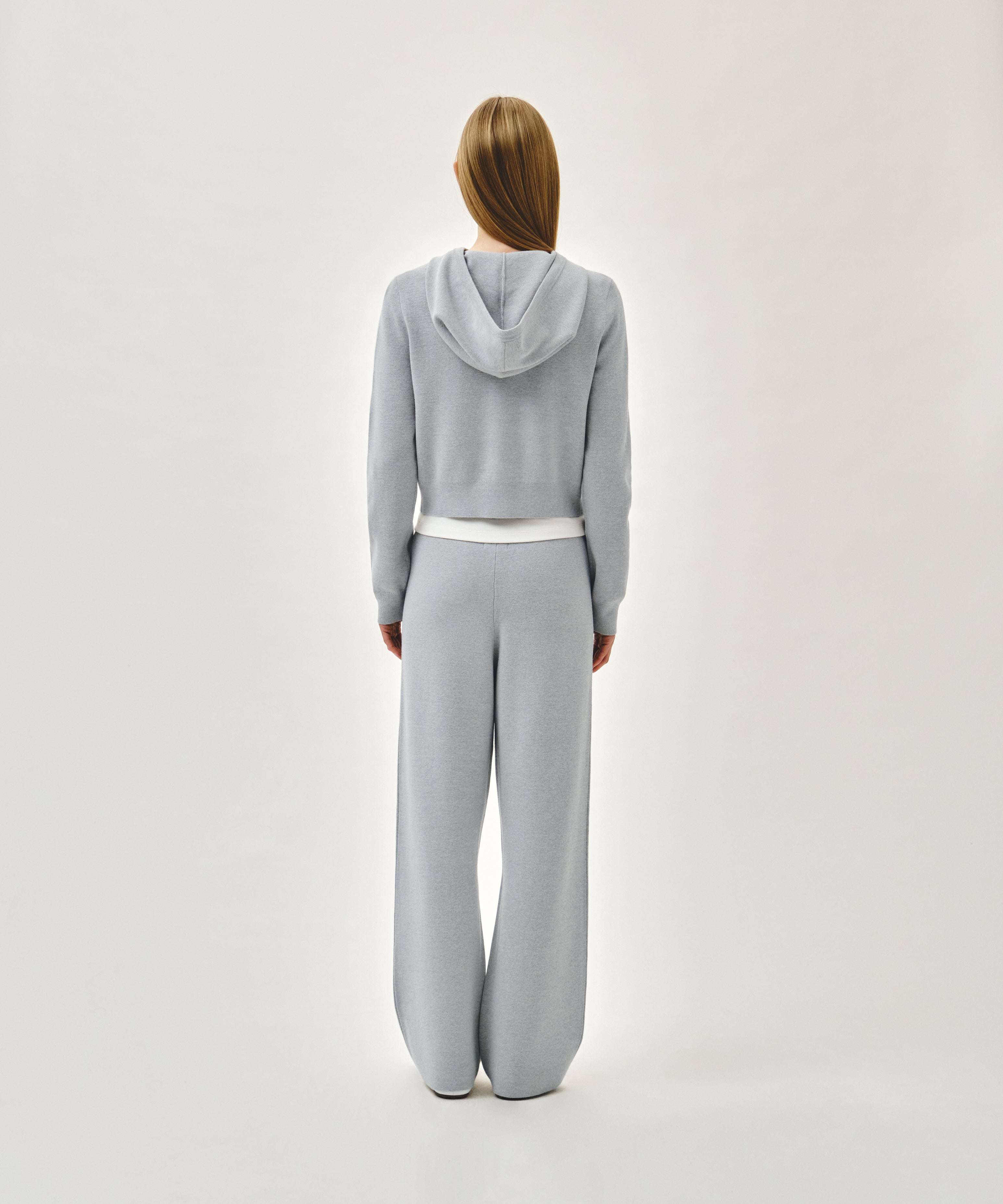 W SMALL CLASSIC LOGO CROP KNIT HOODIE ZIPUP