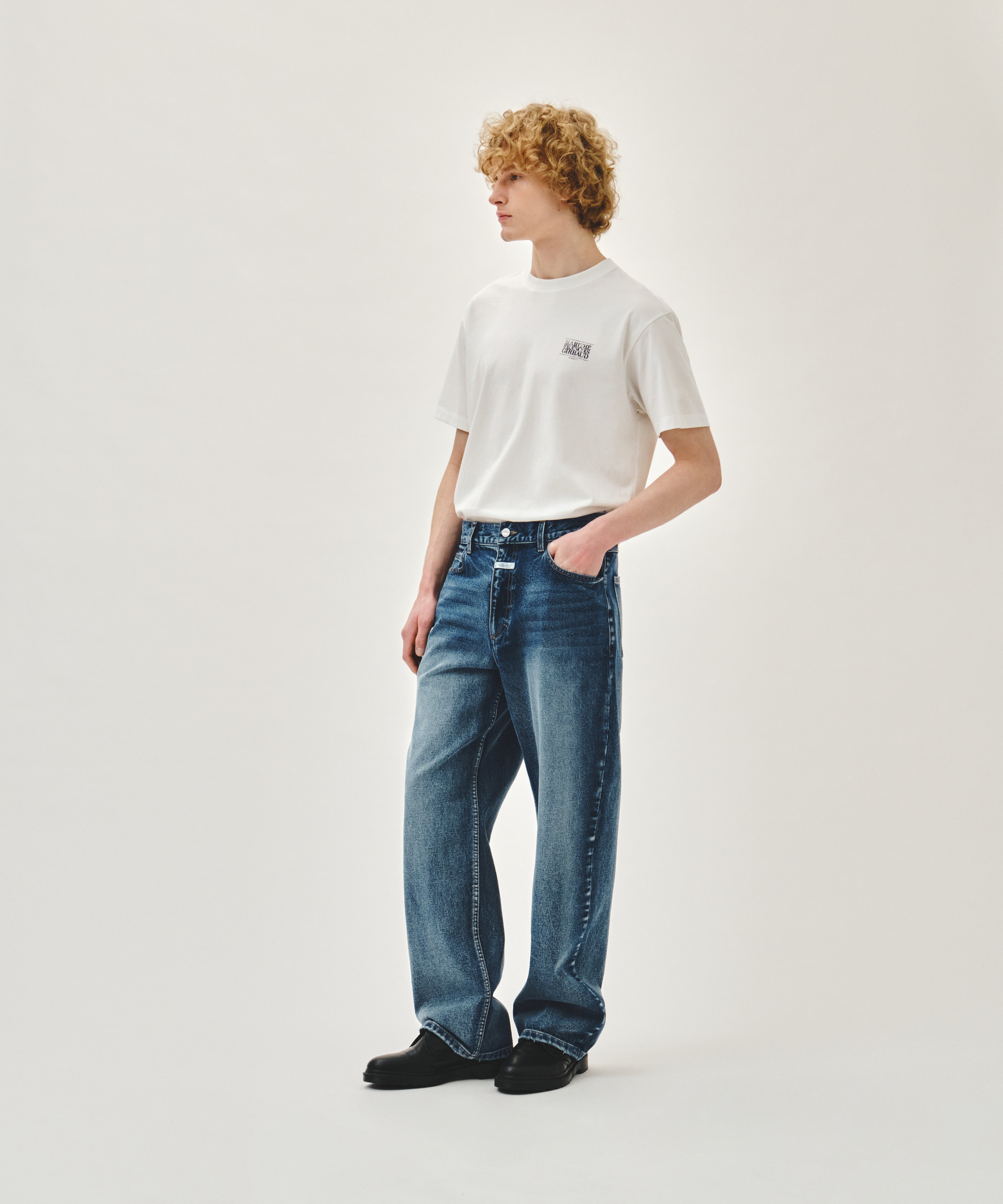 M SEMI-WIDE FIT VINTAGE WASHED DENIM PANTS