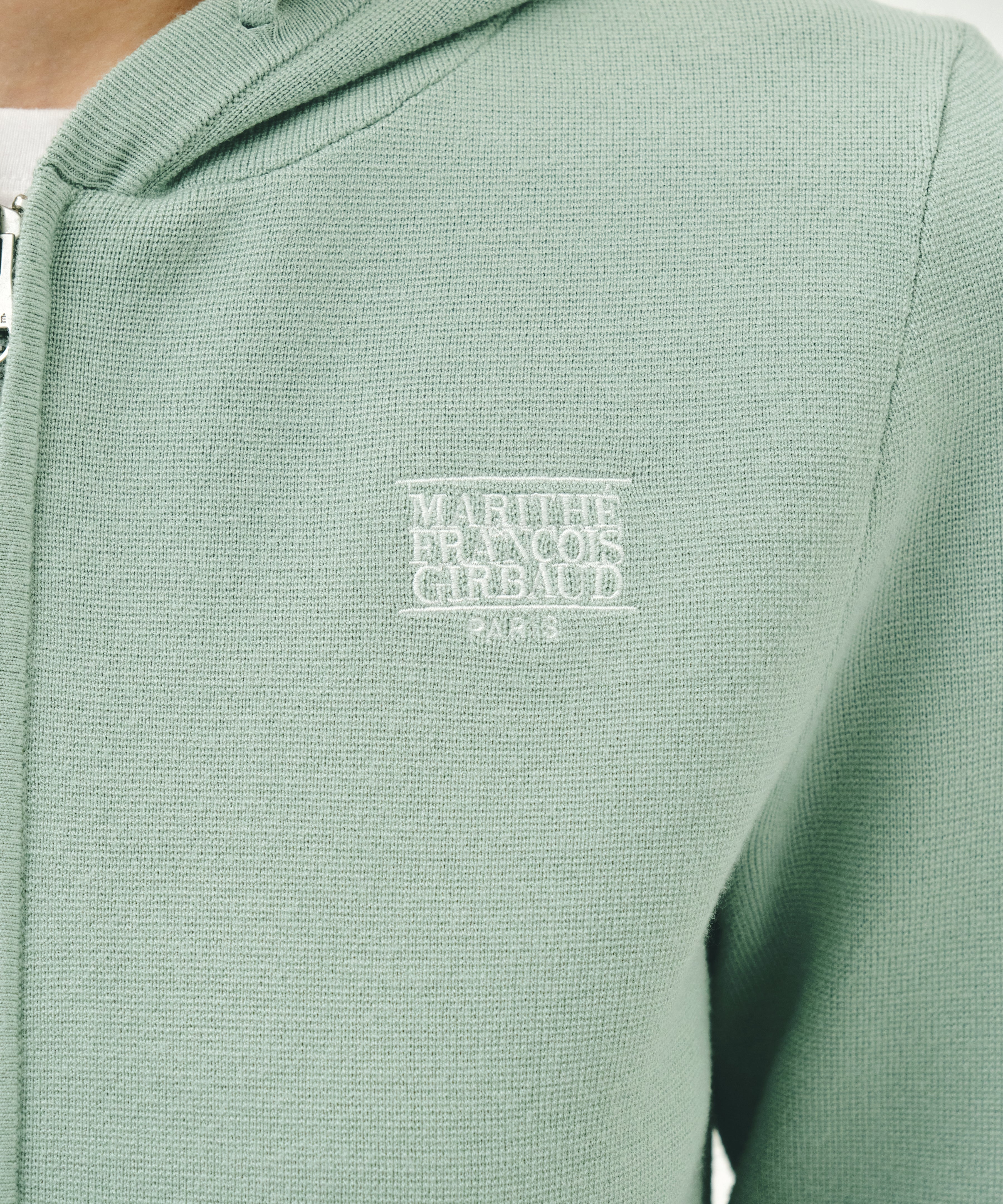 W SMALL CLASSIC LOGO CROP KNIT HOODIE ZIPUP