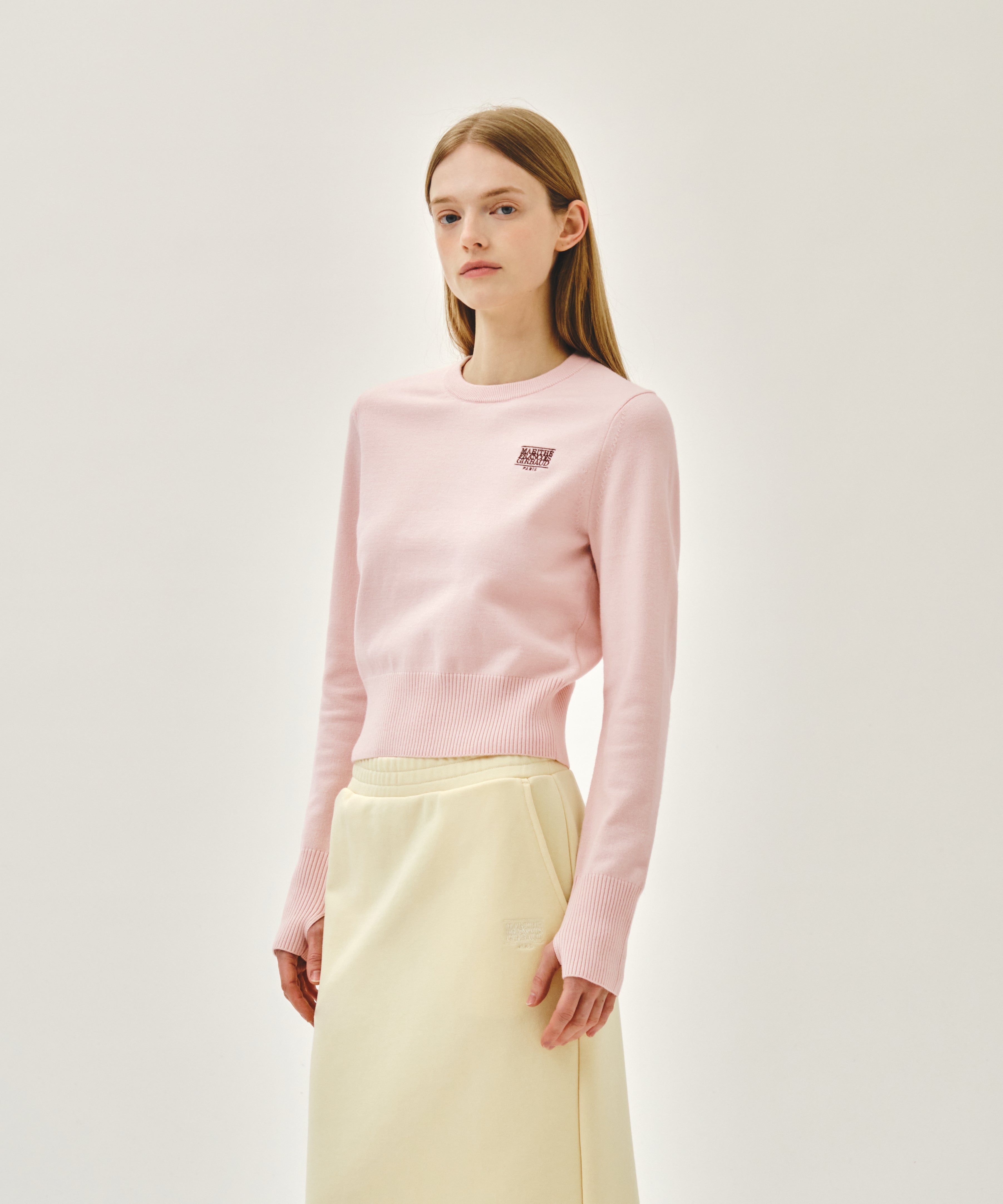 W SMALL CLASSIC LOGO CROP KNIT PULLOVER