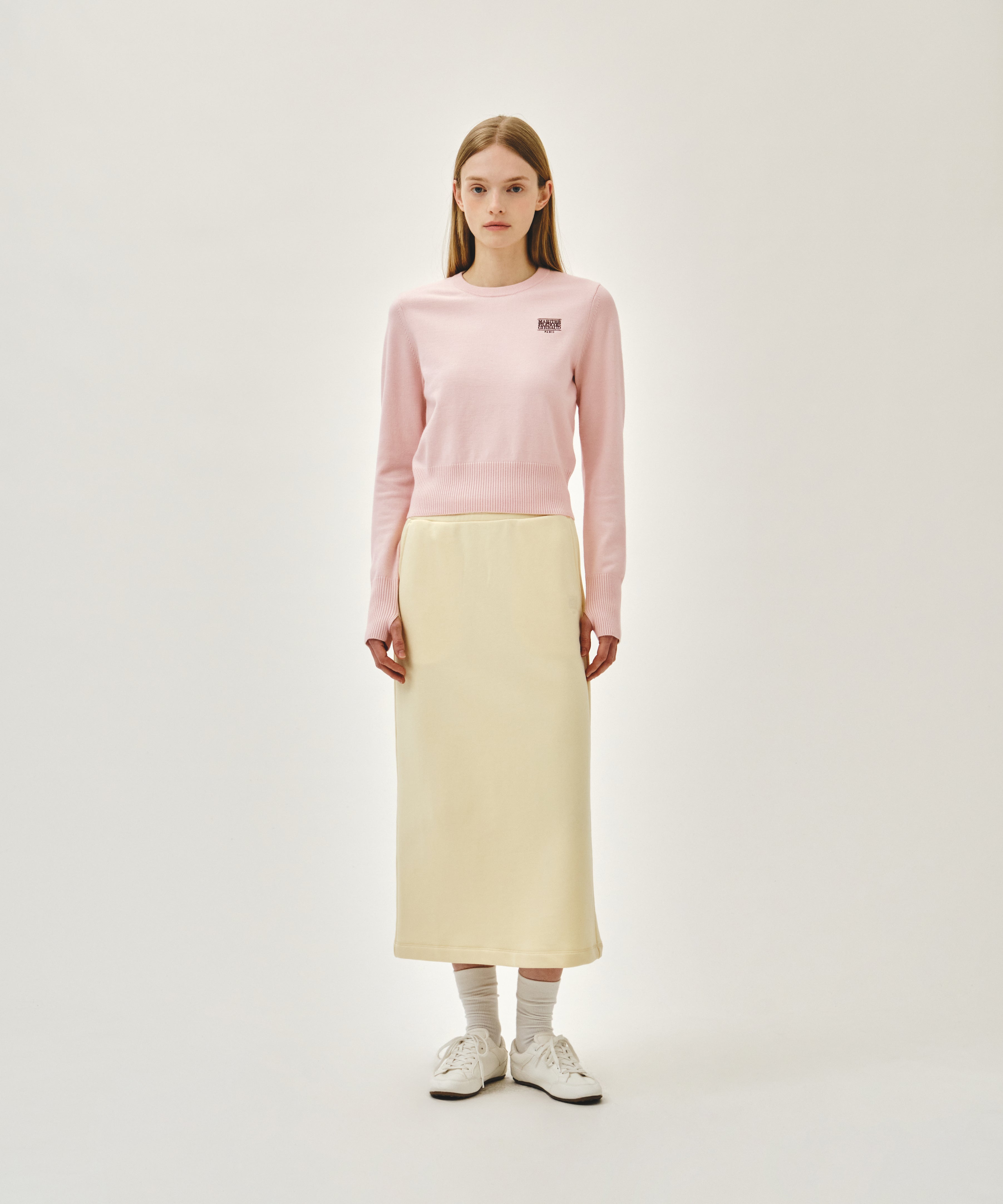 W SMALL CLASSIC LOGO CROP KNIT PULLOVER