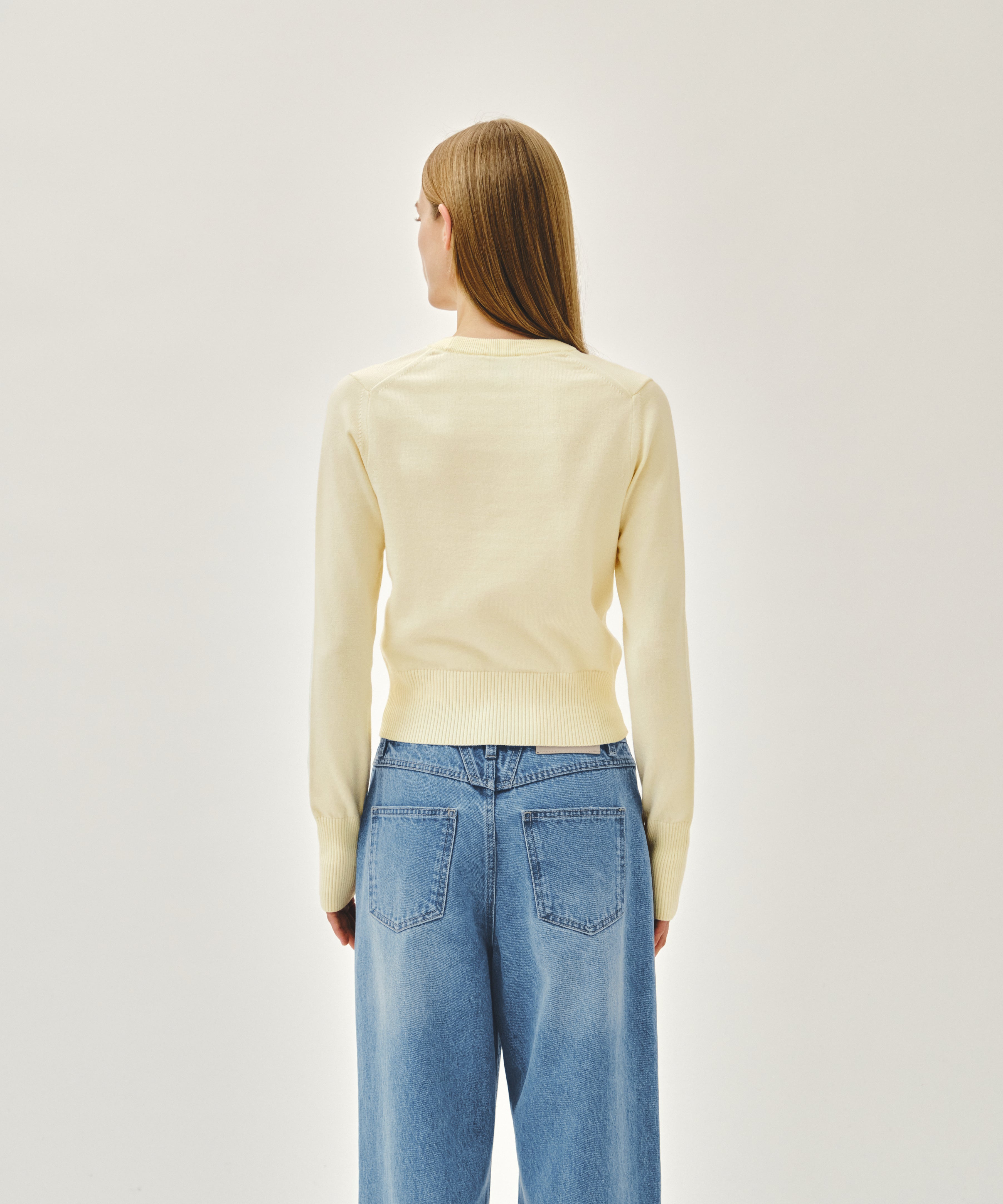 W SMALL CLASSIC LOGO CROP KNIT PULLOVER