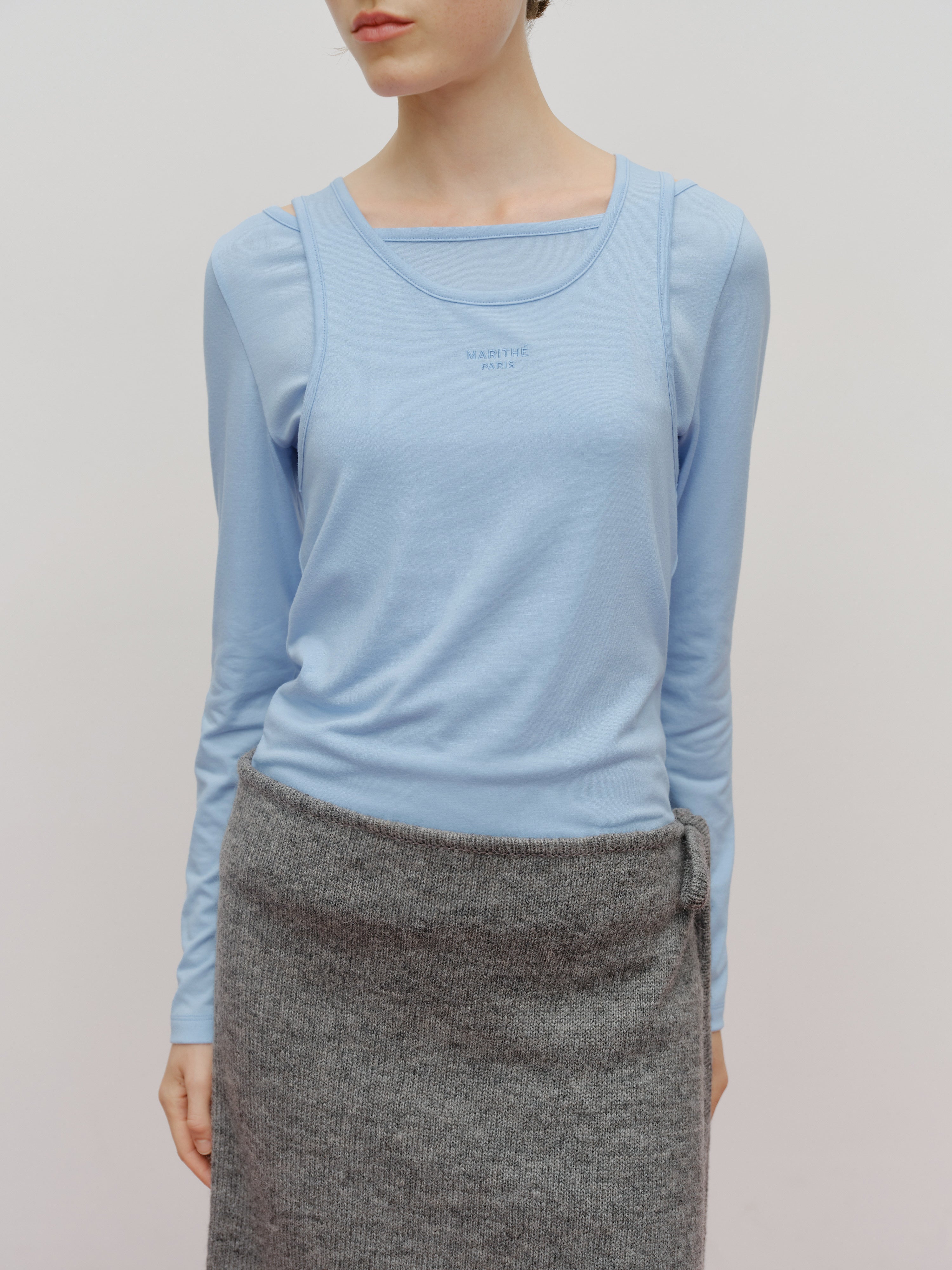 W LAYERED SHEER JERSEY LONG SLEEVE