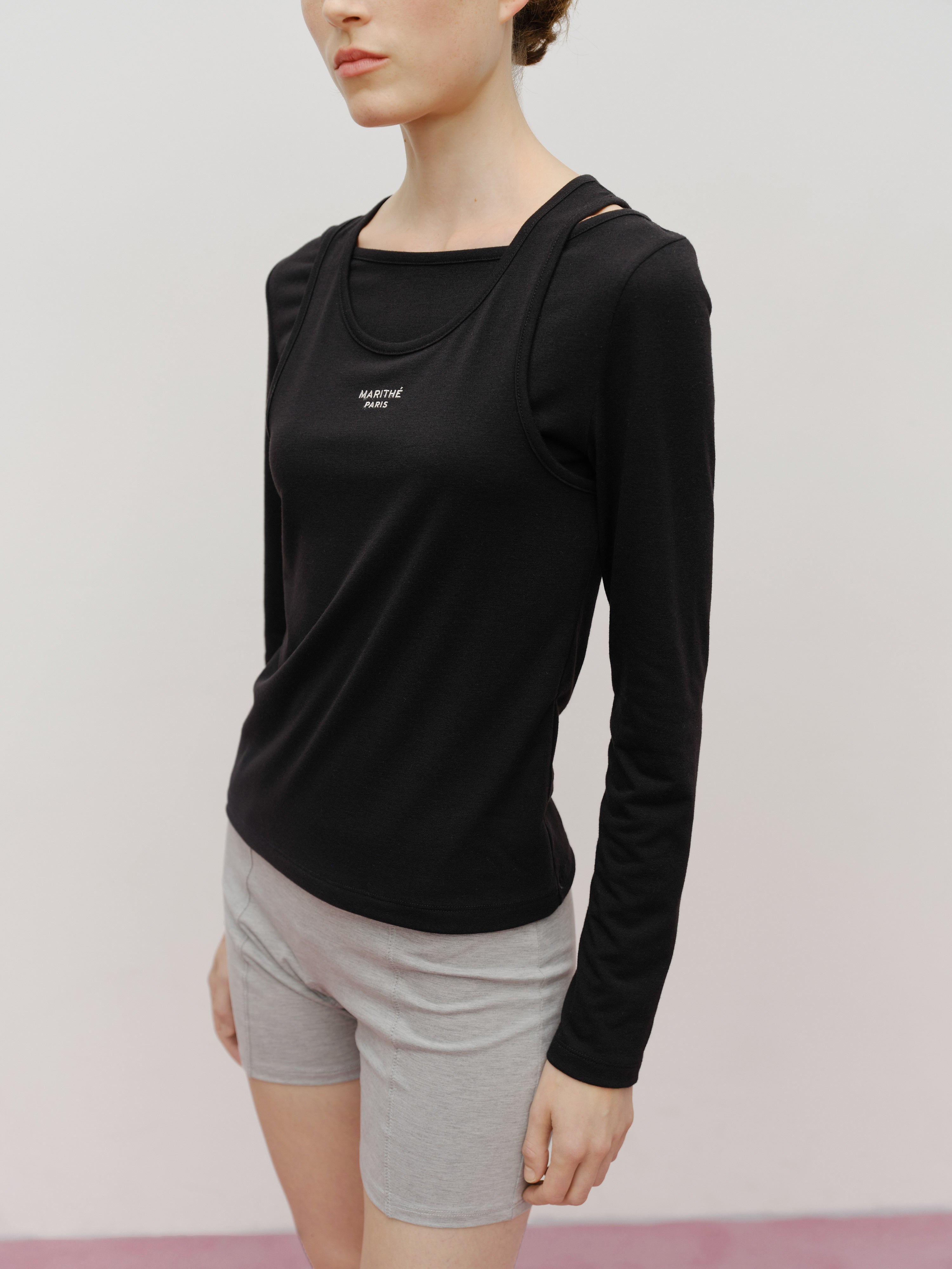 W LAYERED SHEER JERSEY LONG SLEEVE